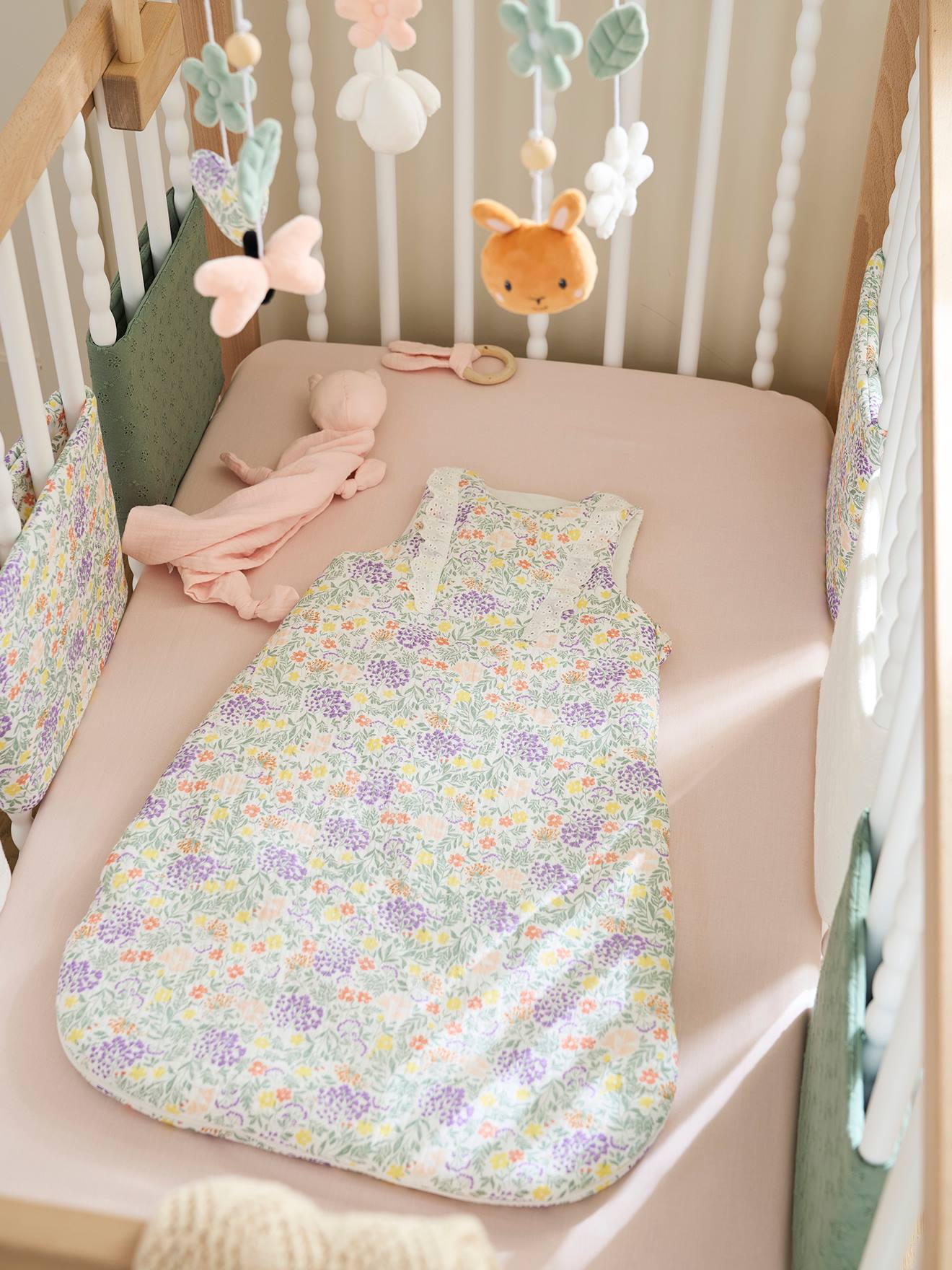 Gigoteuse sans manches en gaze de coton CHAMPÊTRE Oeko-Tex® blanc imprimé