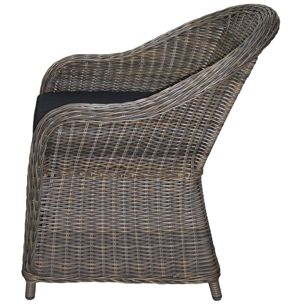 KMH Gartenstuhl 2er Set Polyrattan Sessel *KUBO* natur/braun