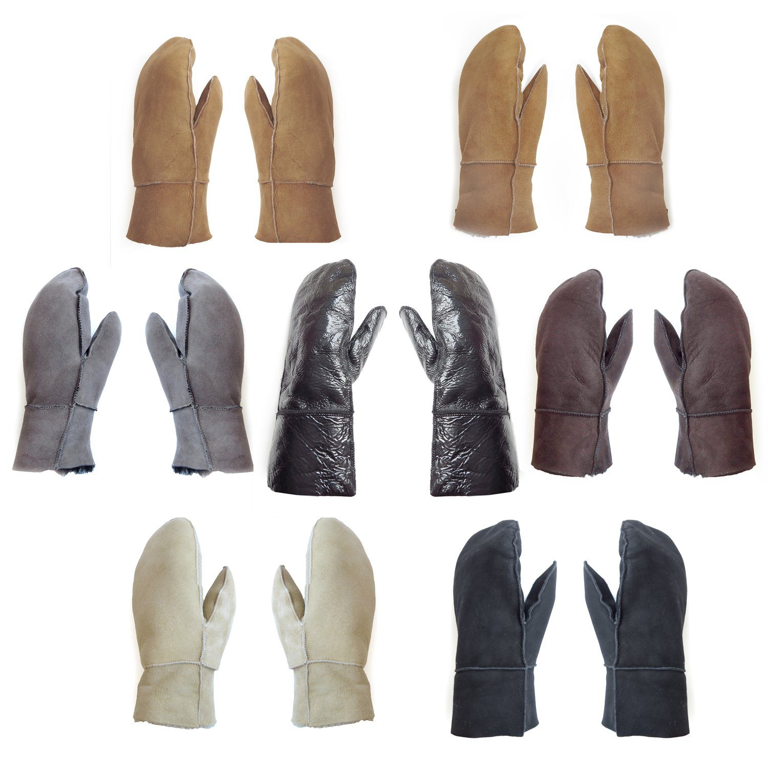 Sonia Originelli Fäustlinge Fausthandschuh Schaf Lammfell Fäustlinge Leder Handschuhe Struktur des Fells kann abweichen, Farben können abweichen