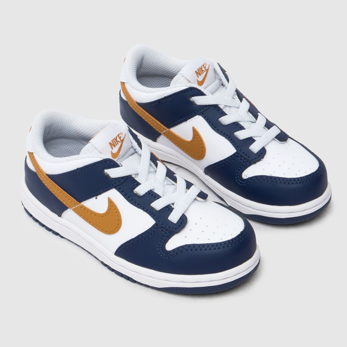 Nike marinblå och vita Dunk Low pojkar småbarnsskor