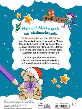 Mein liebstes Weihnachtsmalheft mit Stickern ab 4