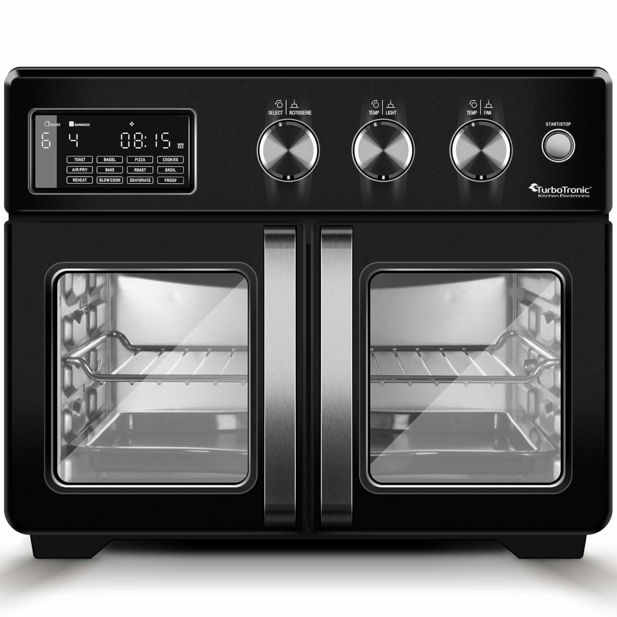 TurboTronic by Z-Line Minibackofen Heißluftofen 32L mit Drehspieß Umluft, Power Heissluftfritteuse Airfryer ab 25°C