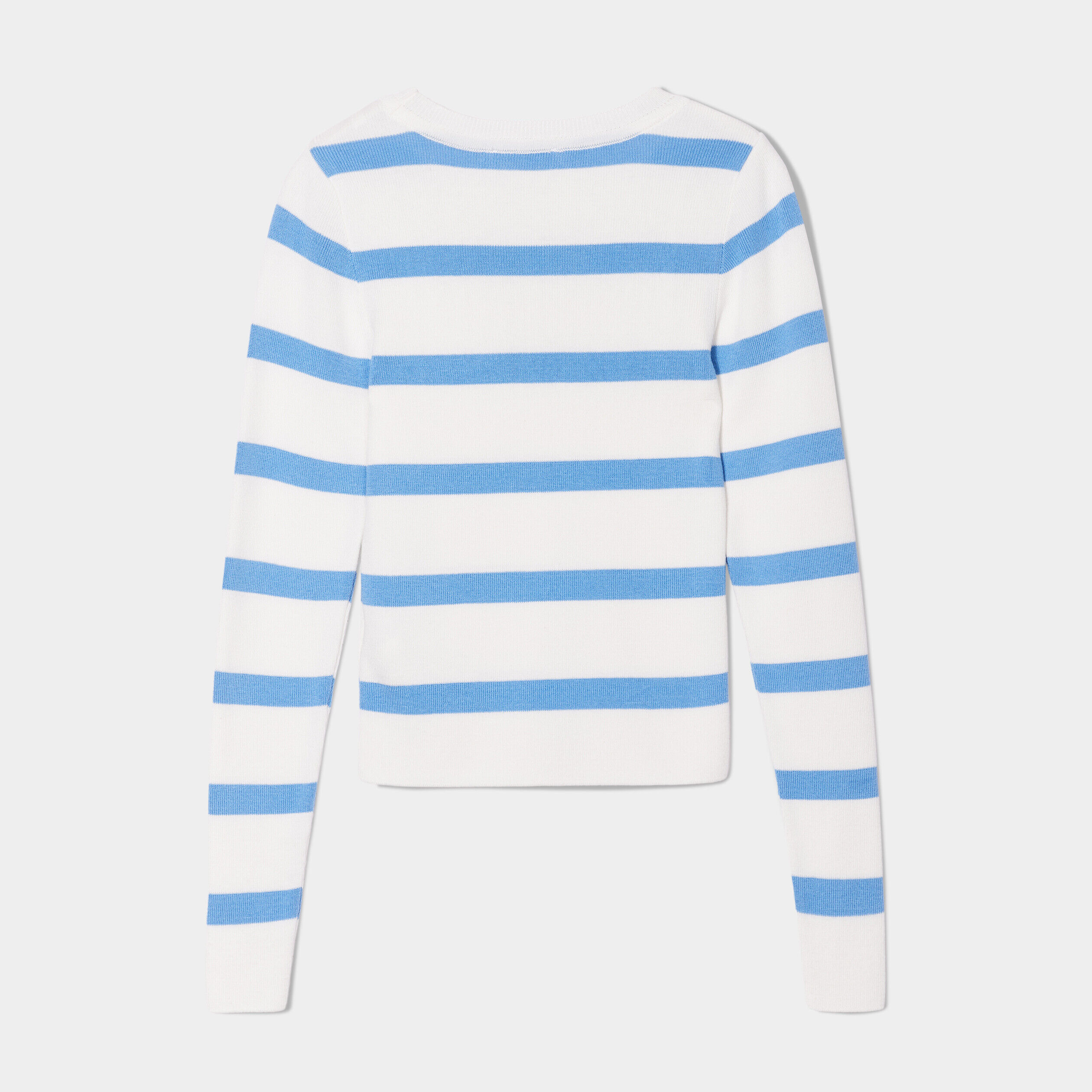 Pull court cintré col rond bleu ciel femme | Cache Cache
