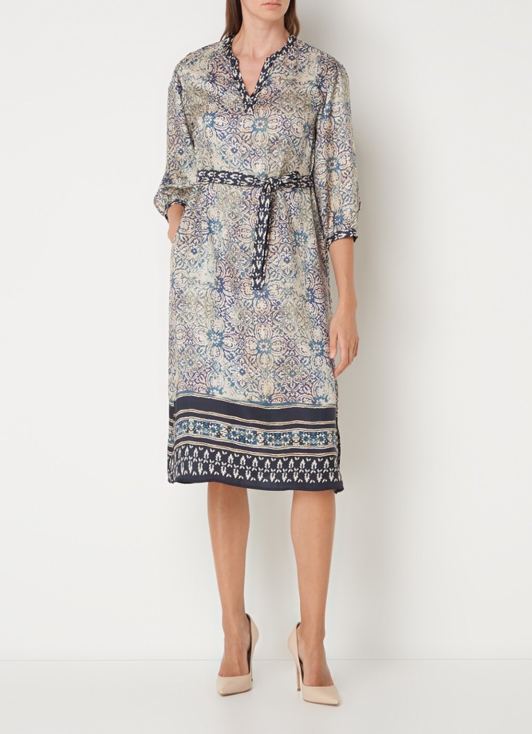 Vestido túnica midi de seda Gerard Darel Elnora con cinturón de lazo.