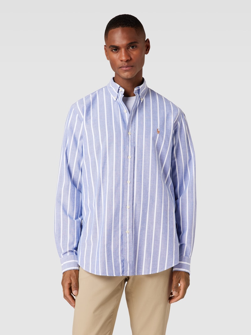 Custom Fit Freizeithemd mit Button-Down-Kragen in dunkelblau