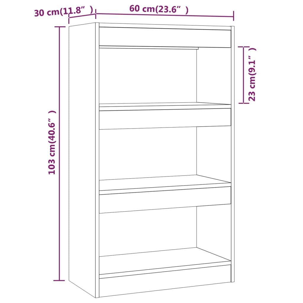 vidaXL Bücherregal Bücherregal/Raumteiler Grau Sonoma 60x30x103 cm Holzwerkstoff, 1-tlg.