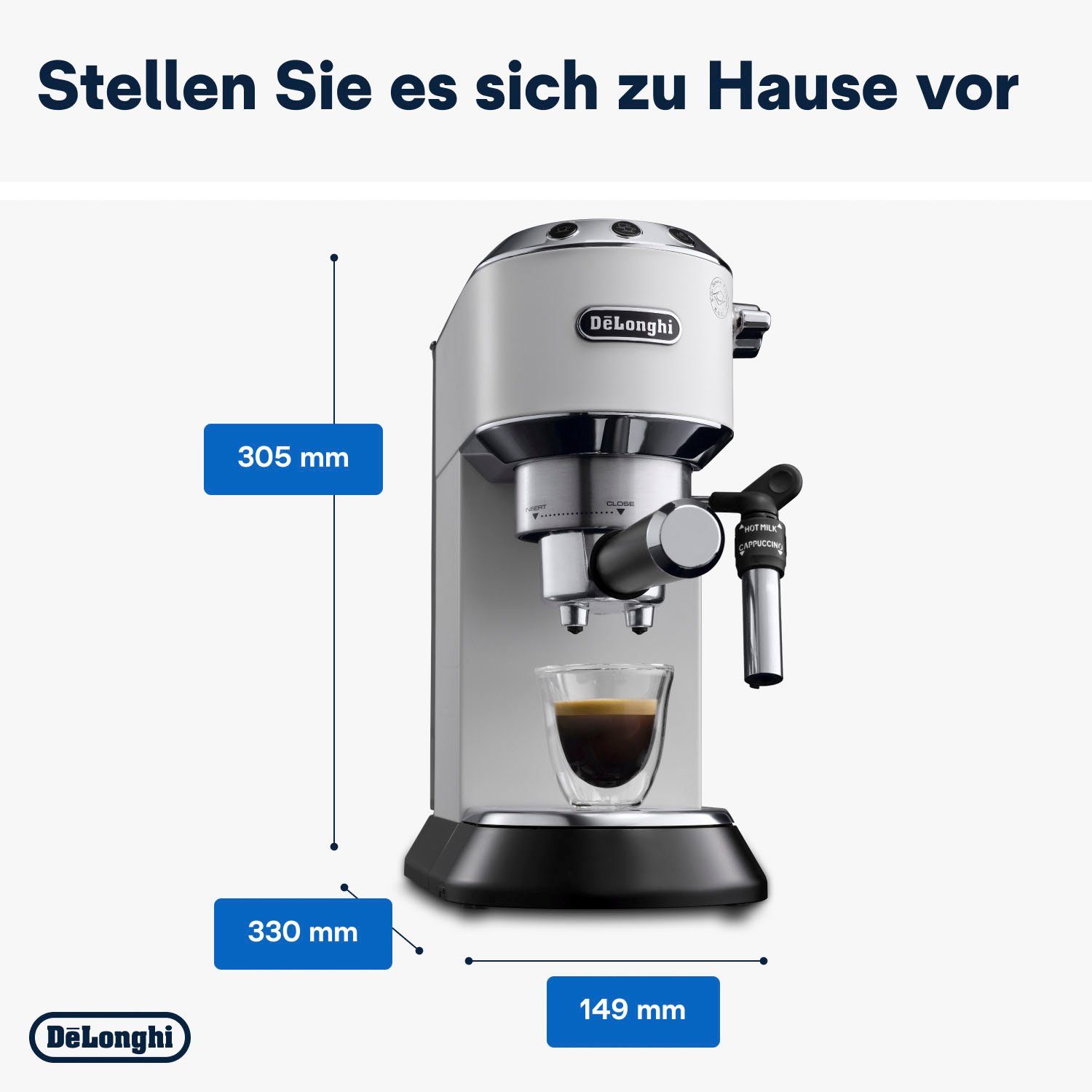 De'Longhi Siebträgermaschine Dedica Style EC 685.W, 1350 Watt, 15 Bar