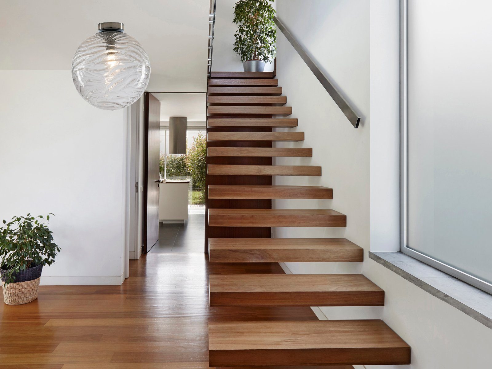 meineWunschleuchte LED Deckenleuchte, Dimmfunktion, LED wechselbar, Warmweiß, Designer Glas-kugel Lampenschirm Ø 25cm, Treppenhaus & Ankleidezimmer