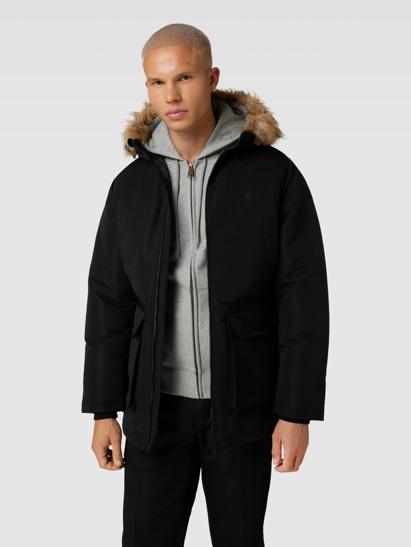 Parka mit Kunstfellbesatz Modell 'EWING' in schwarz