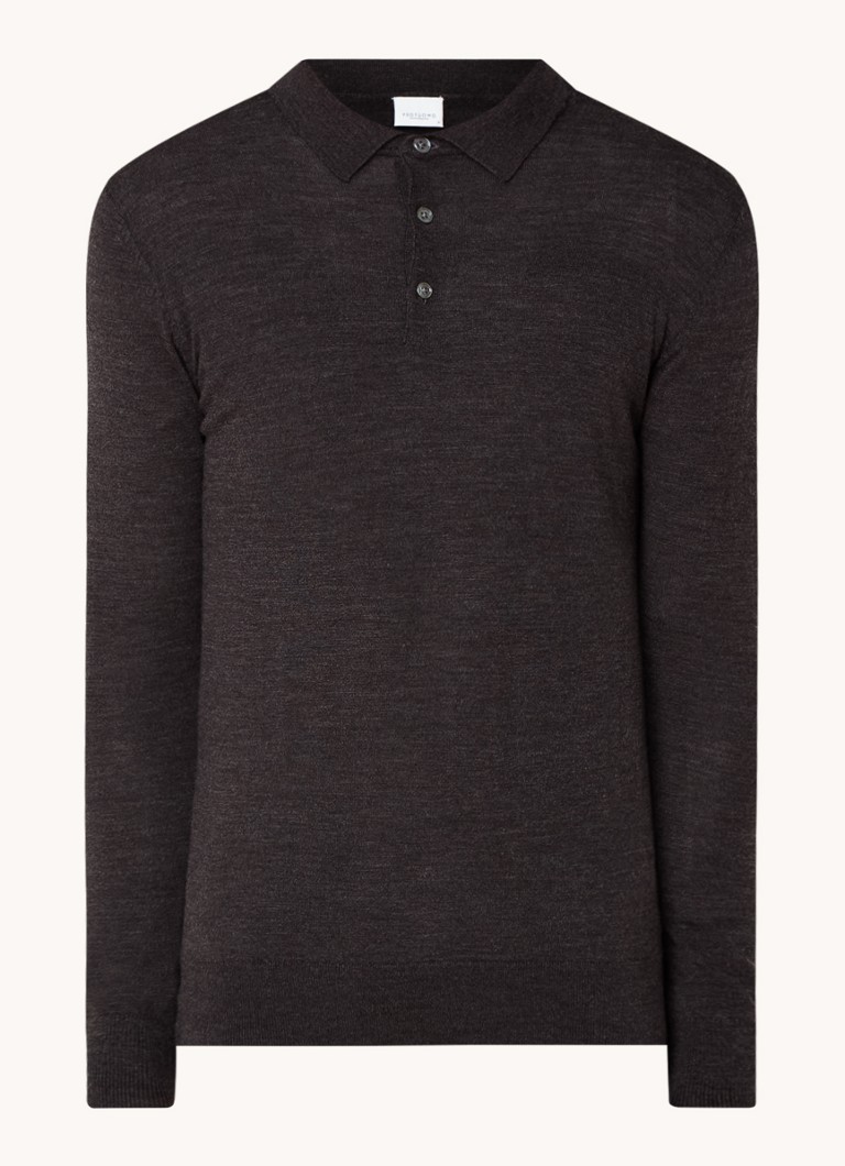 Polo Profuomo de lã merino de malha fina e corte regular