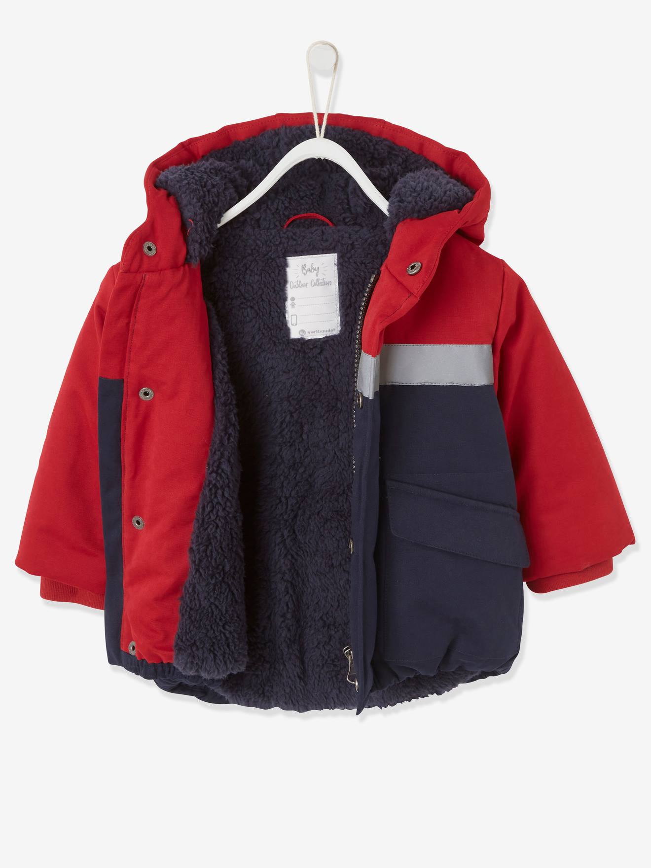 Doudoune colorblock bébé garçon rouge foncer