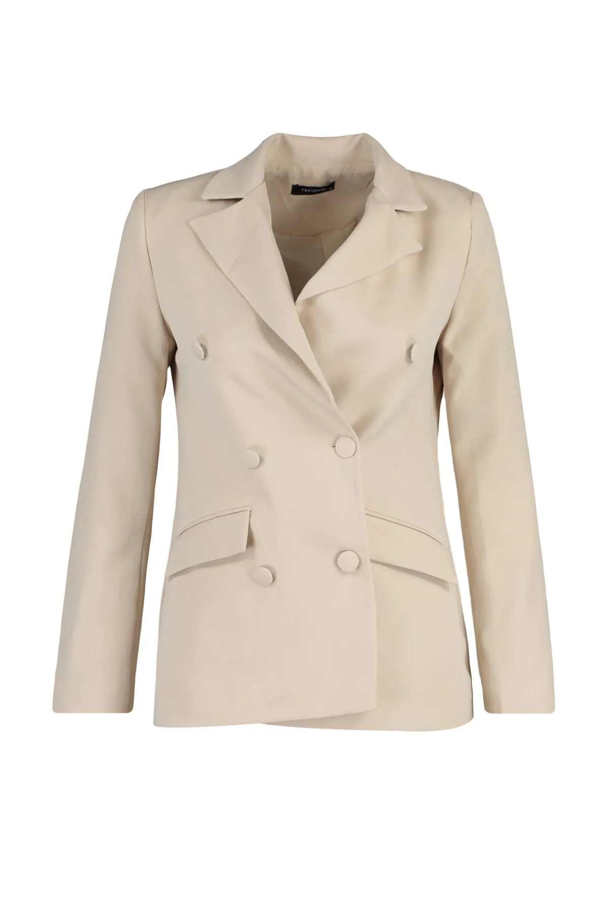 Trendyol Collection  Gewebte Blazerjacke mit normalem Futter in Stein TWOSS21CE0137