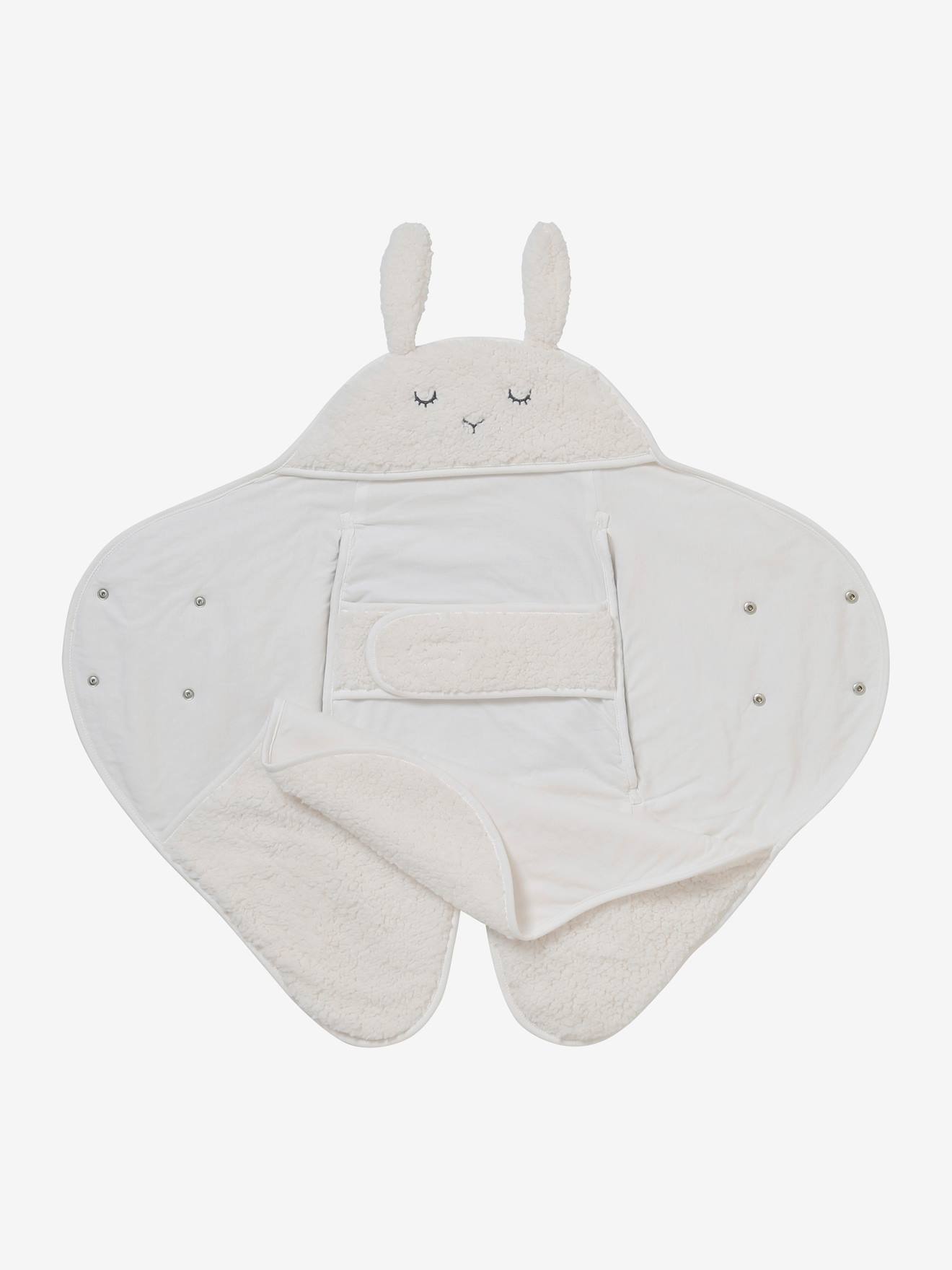 Plaid chancelière bébé en peluche, doublé jersey ivoire