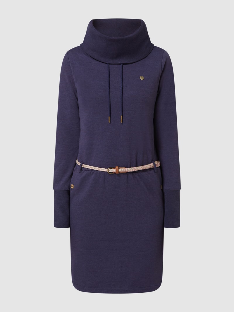 Sweatkleid mit Taillengürtel Modell 'Laurra' in dunkelblau
