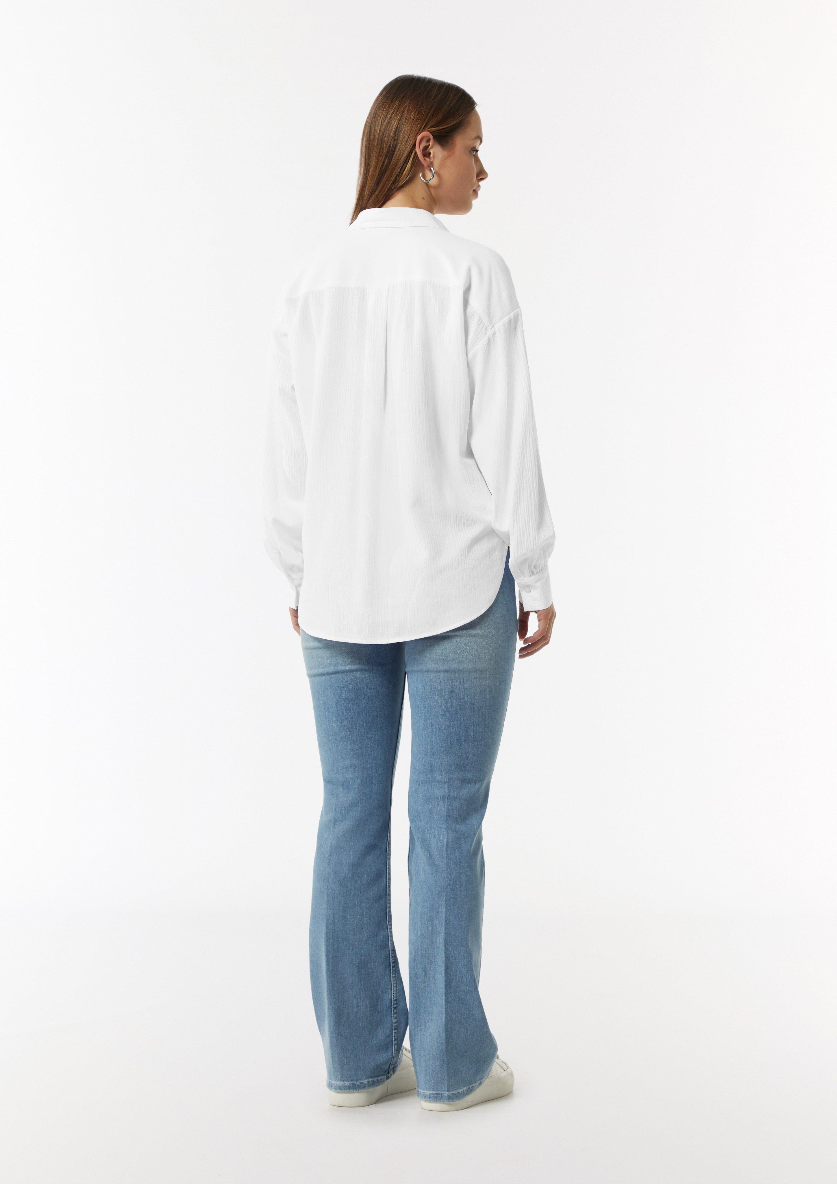 Strukturierte Bluse mit Hemdkragen - weiß