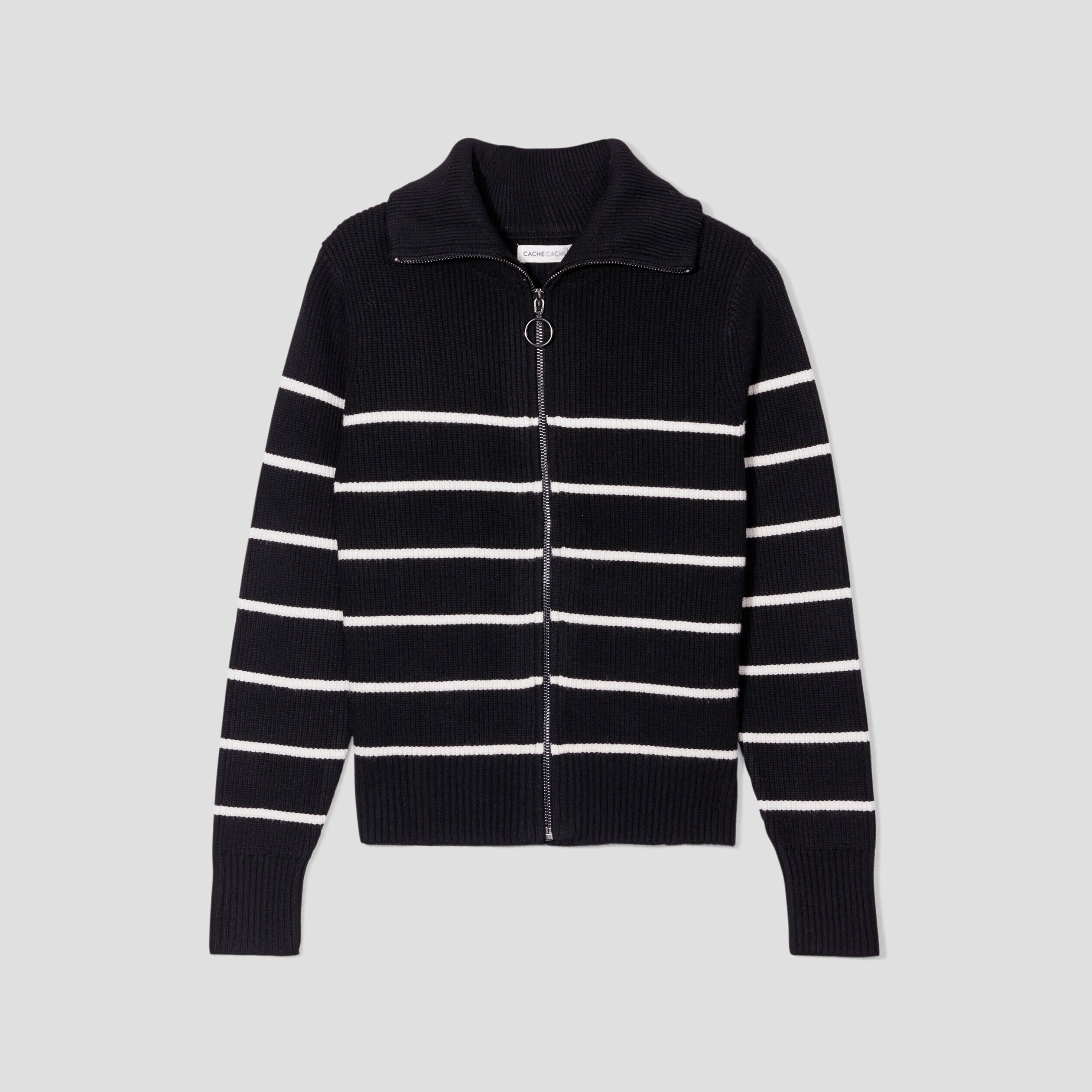 Gilet zippé manches longues noir femme | Cache Cache