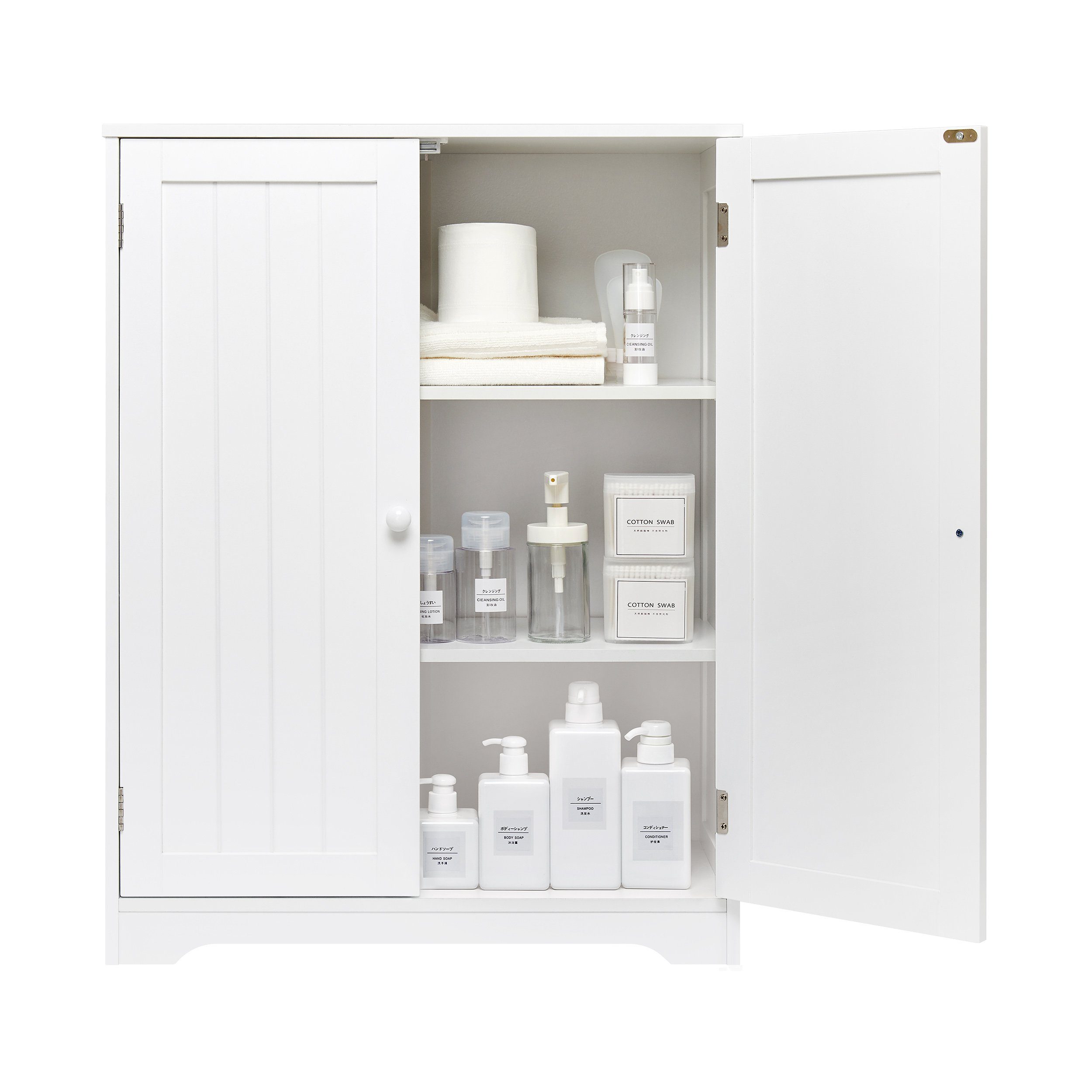 Mondeer Badkommode Badezimmerschrank, mit Stauraum, 30 x 60 x 80 cm, Weiß