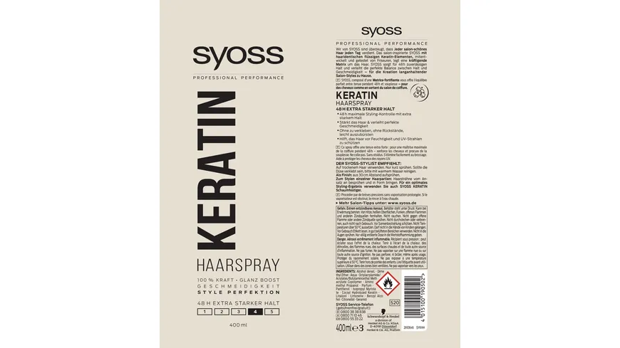 syoss Haarspray Keratin Haltegrad 4 400 ml