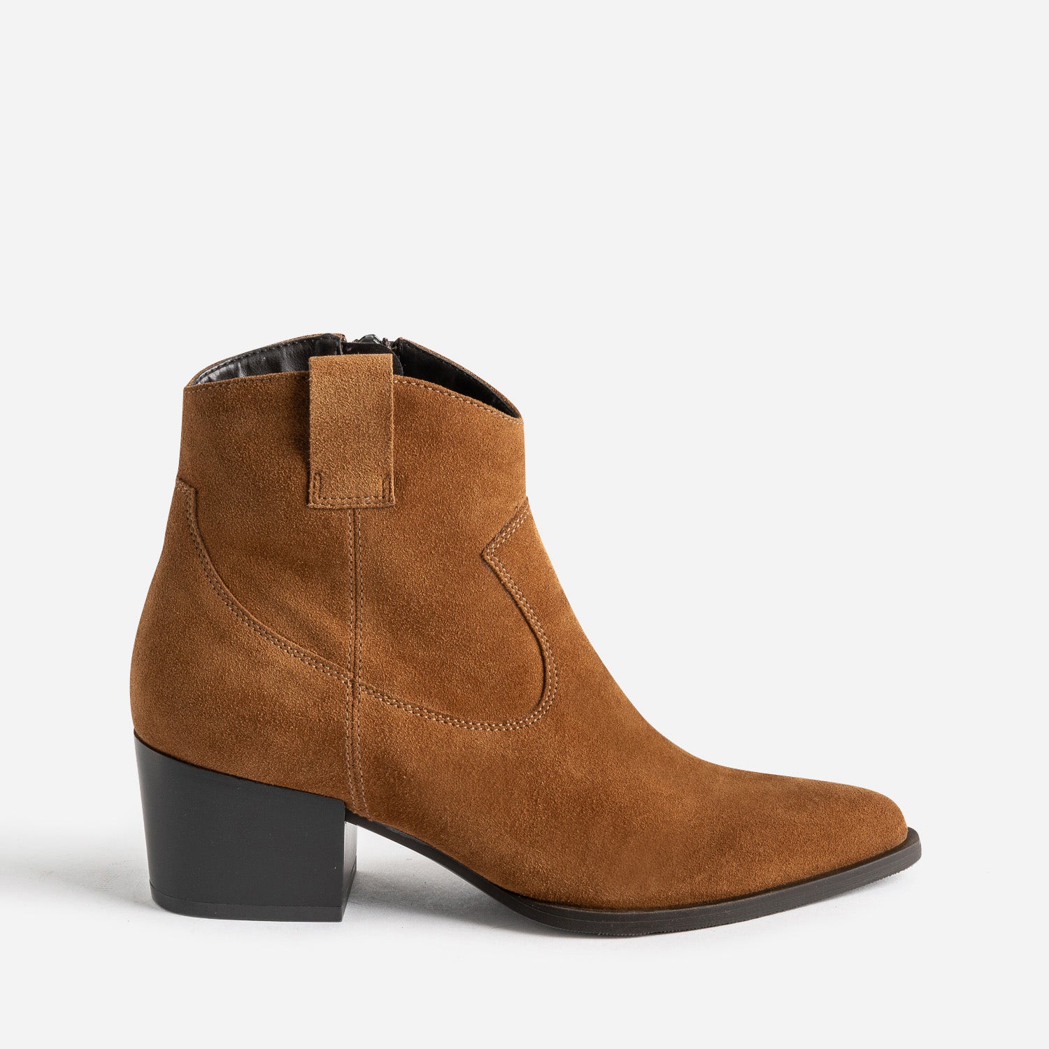 Boots Western TEXTO cognac cuir velours
