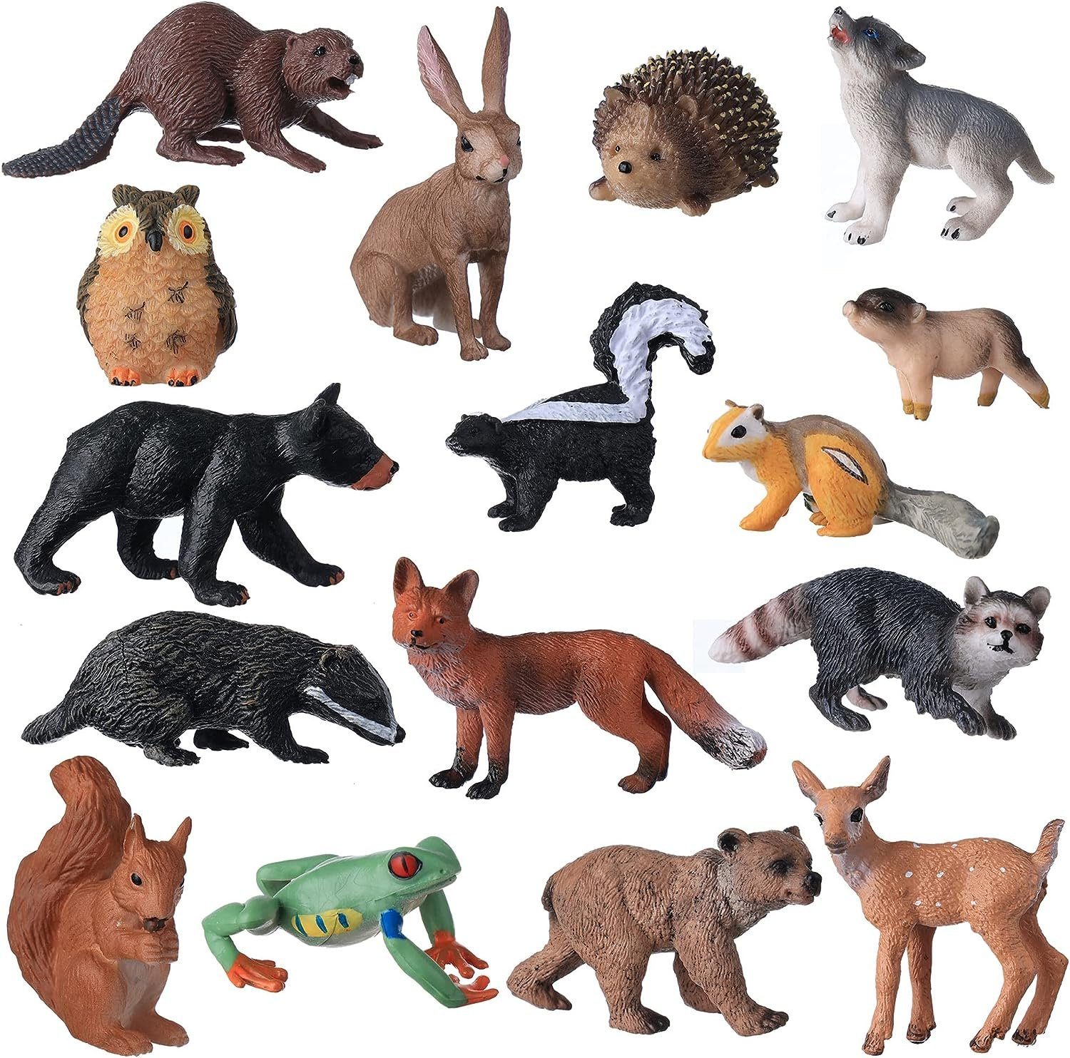 Runxizhou Wandhaken Kleine Tierfiguren für Kinder 16 STK realistische Waldtiere,Waldtiere, (1-St)