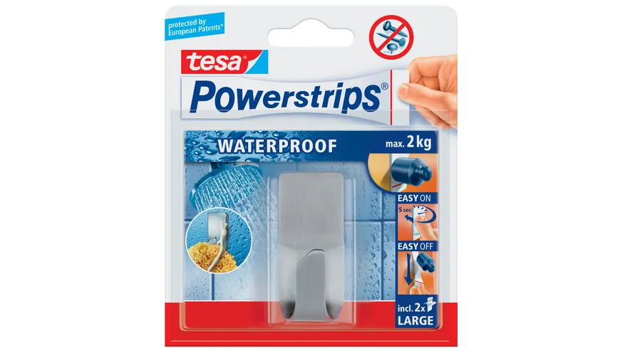 tesa Powerstrips® Waterproof Haken Zoom Metall metall
