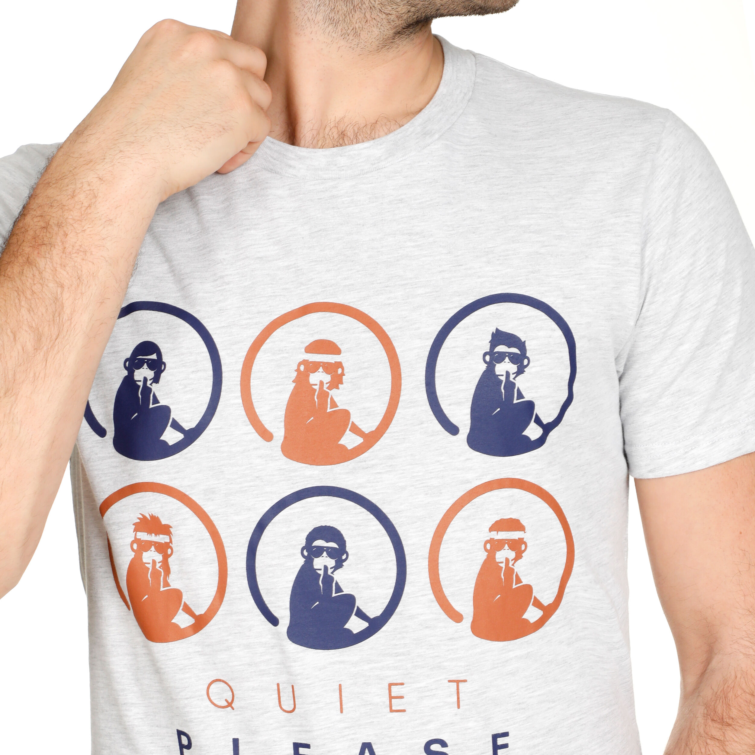 Retro Monkey T-Shirt Herren - Hellgrau, Mehrfarbig