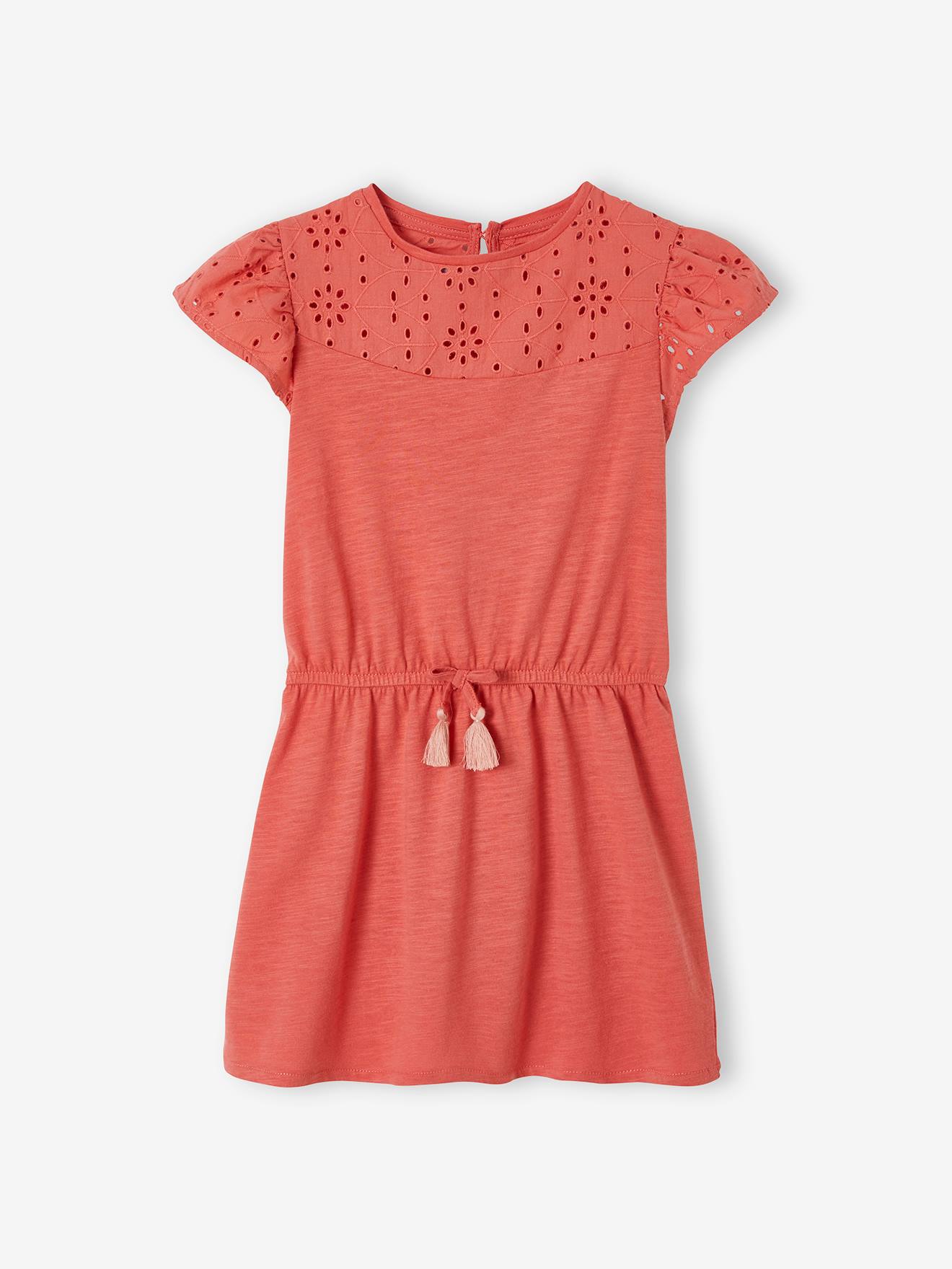 Robe fille détails en broderie anglaise mauve