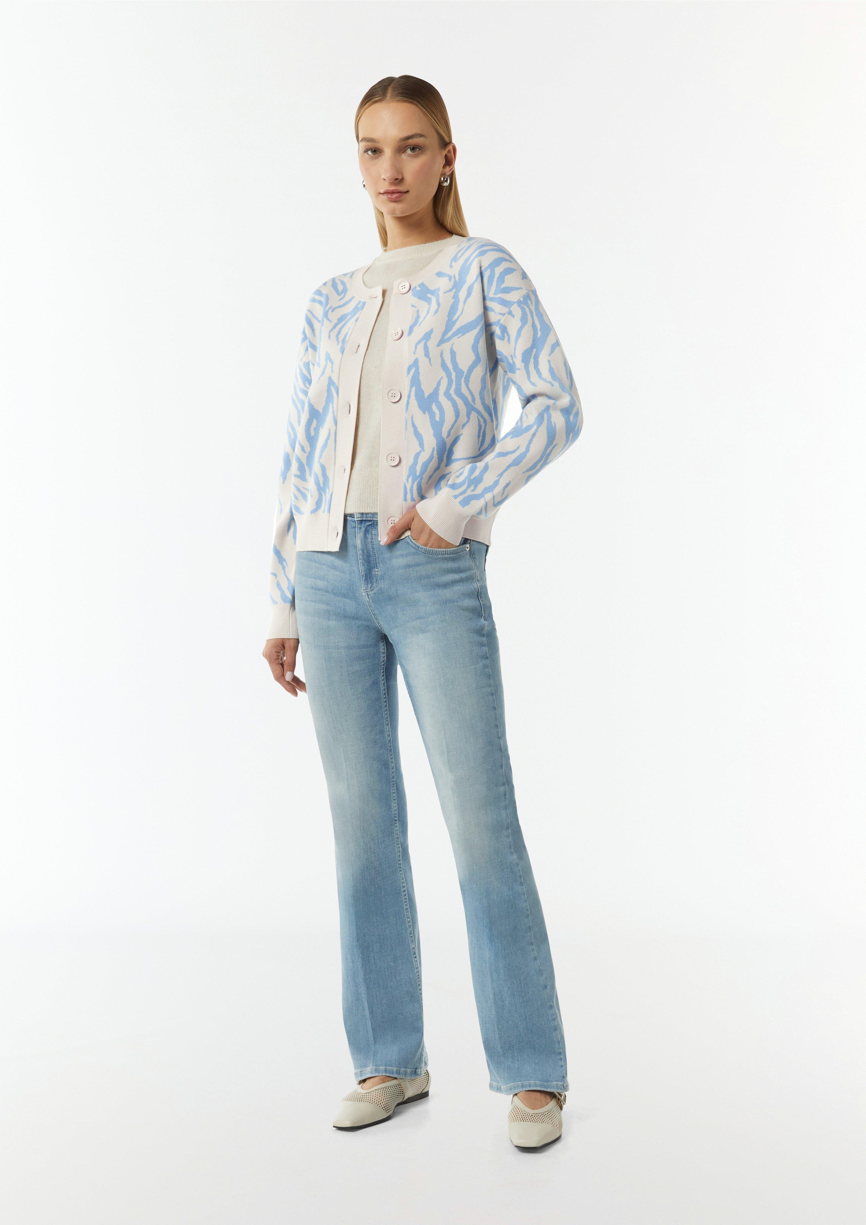Strickjacke mit Jacquard-Muster - himmelblau