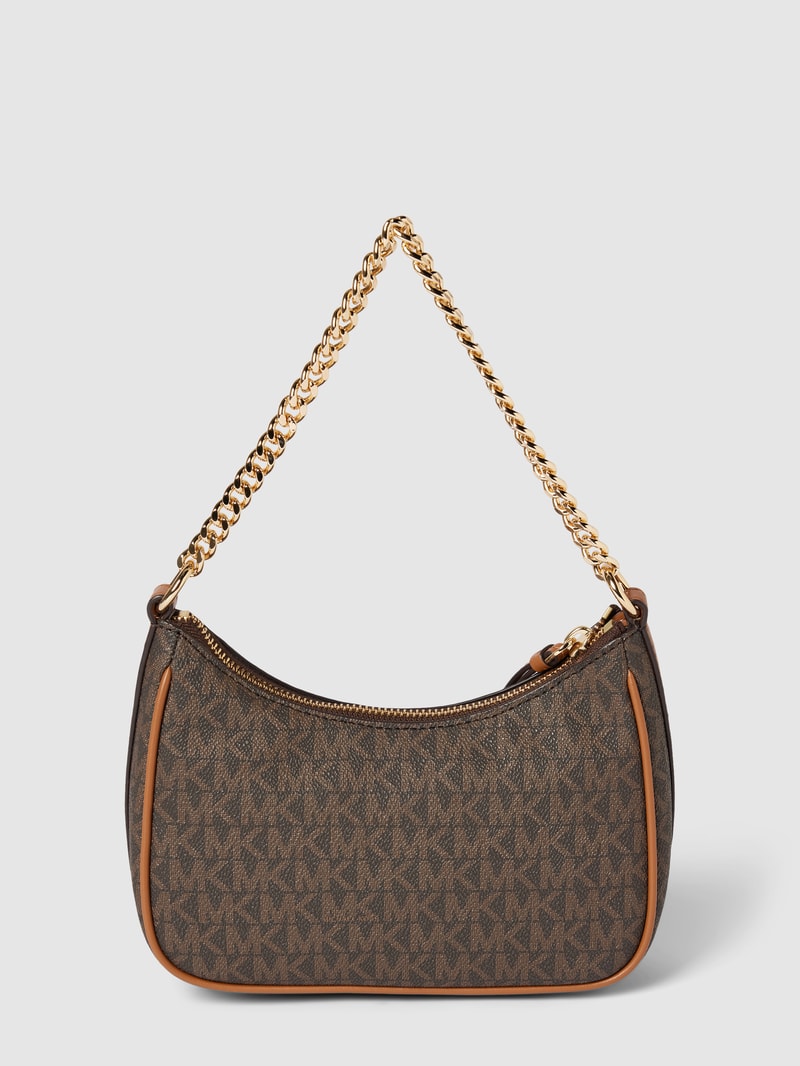 Pochette mit Allover-Logo-Muster Modell 'JET SET CHARM' in dunkelbraun