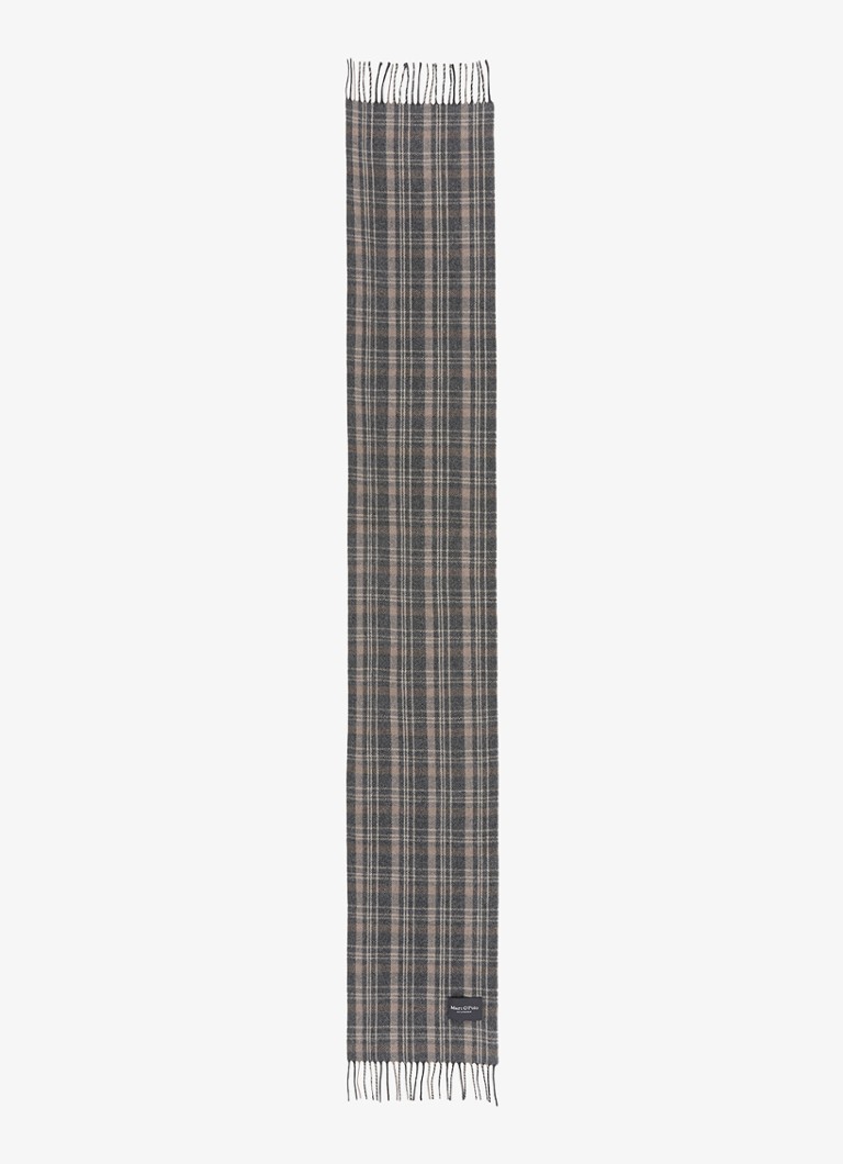 Marc O'Polo Wool scarf with checkered design 185 x 30 cm