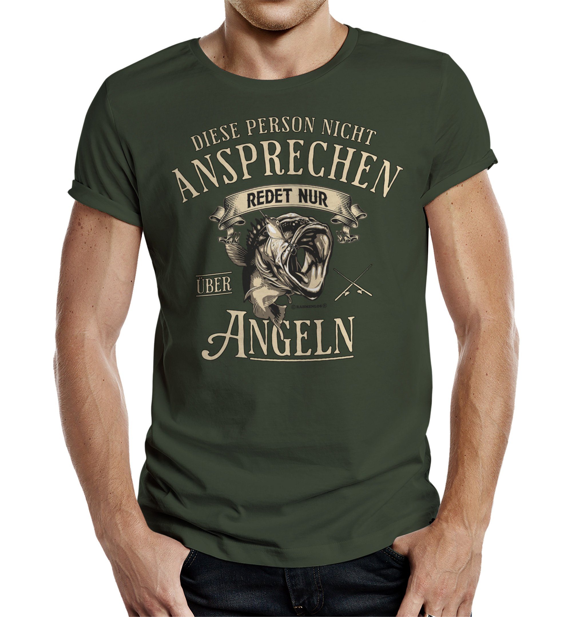 Rahmenlos T-Shirt als Geschenk für Angler - nicht ansprechen, redet nur über Angeln