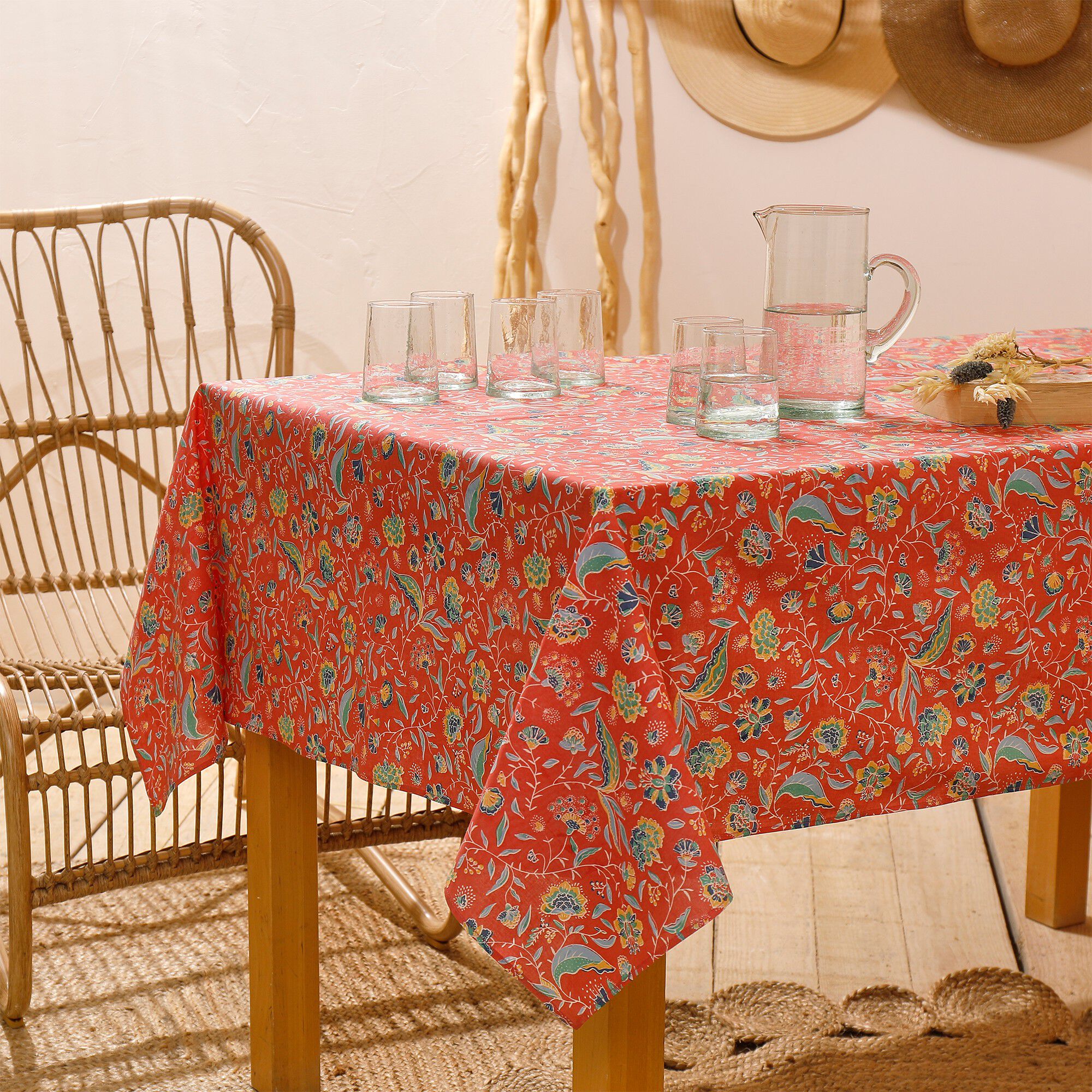 Nappe rectangulaire imprimé floral Indian Summer