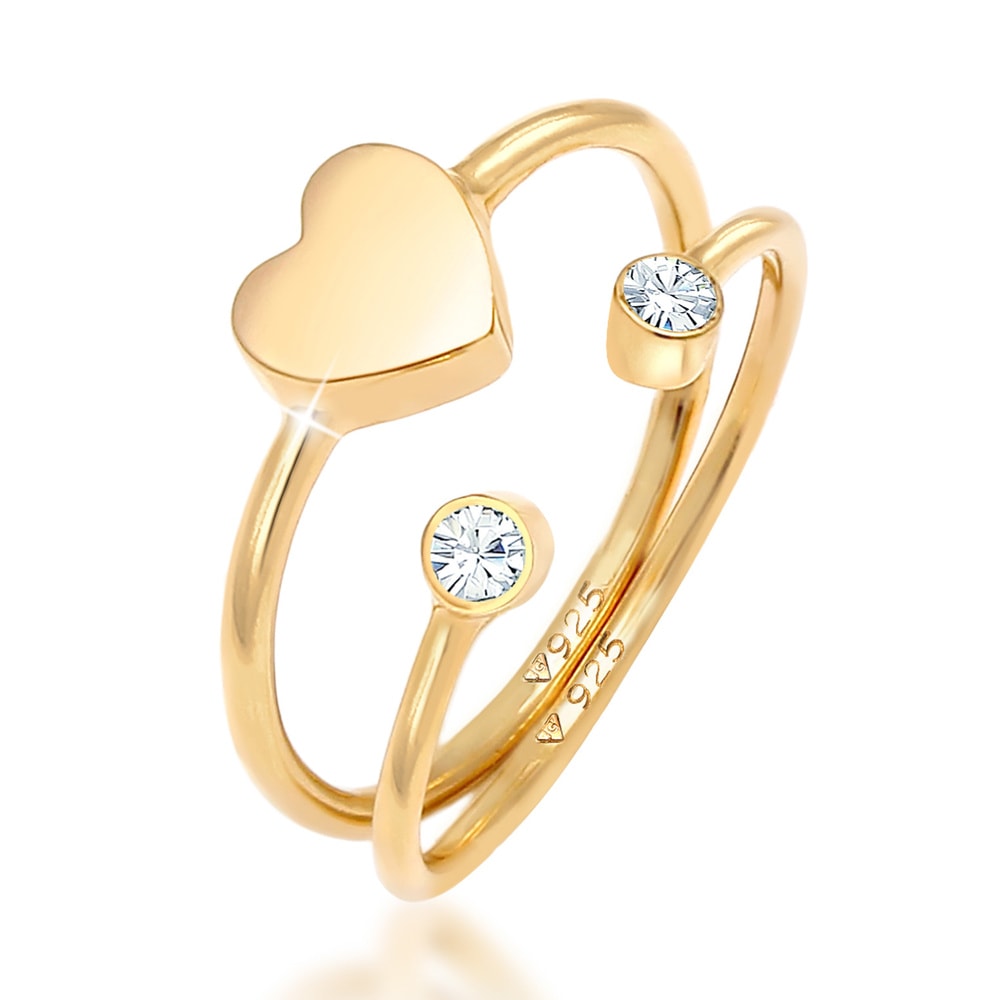 Elli Elli Bague Bague à empiler en cristal pour dames, sertie d'argent 925 Bague