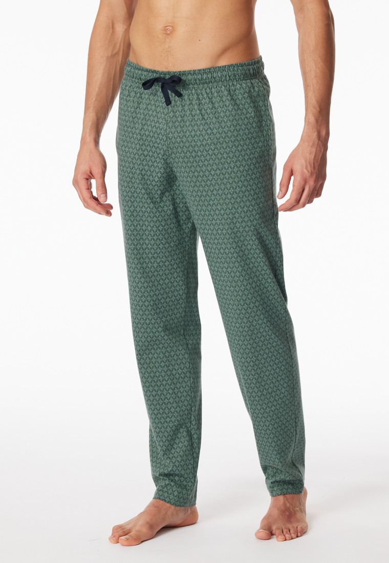Loungehose lang Organic Cotton grün gemustert - Mix+Relax