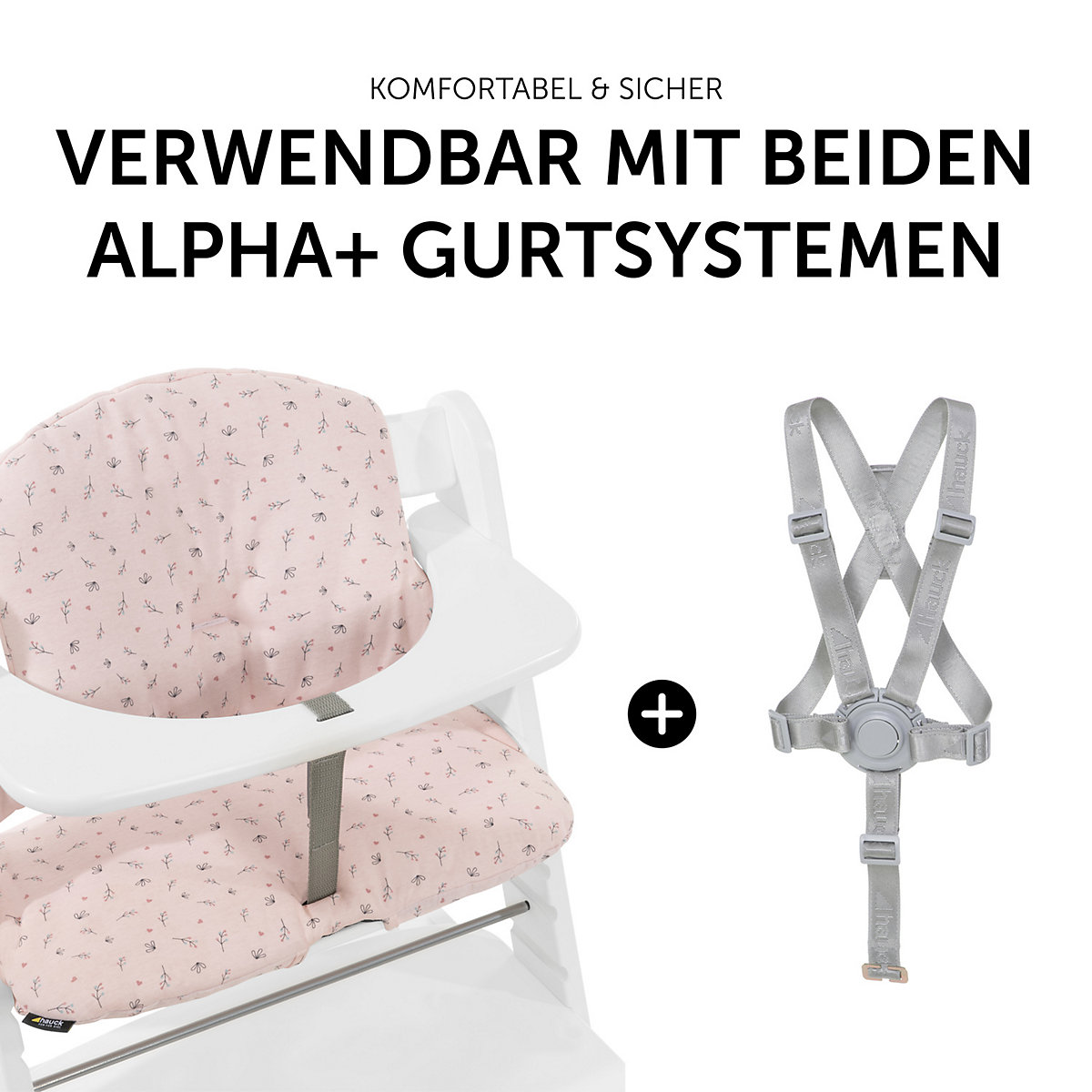 Sitzauflage Alpha Highchair Pad Select, Jersey Flowers Rose