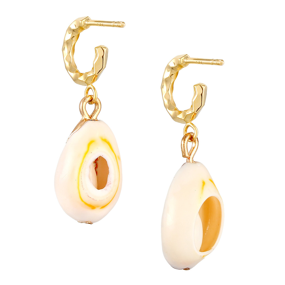 Elli Elli Boucles d'Oreilles Créoles Coquillage Kauri Plage Été Trend Maritime Boucles Boucles d'oreilles