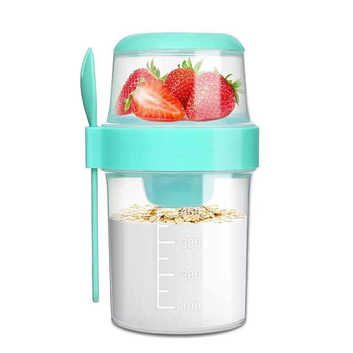 JedBesetzt Joghurtgläser Müslibecher to go,mit Löffel 310ML+560ML Auslaufsicherer Joghurt To Go, Mit Skala