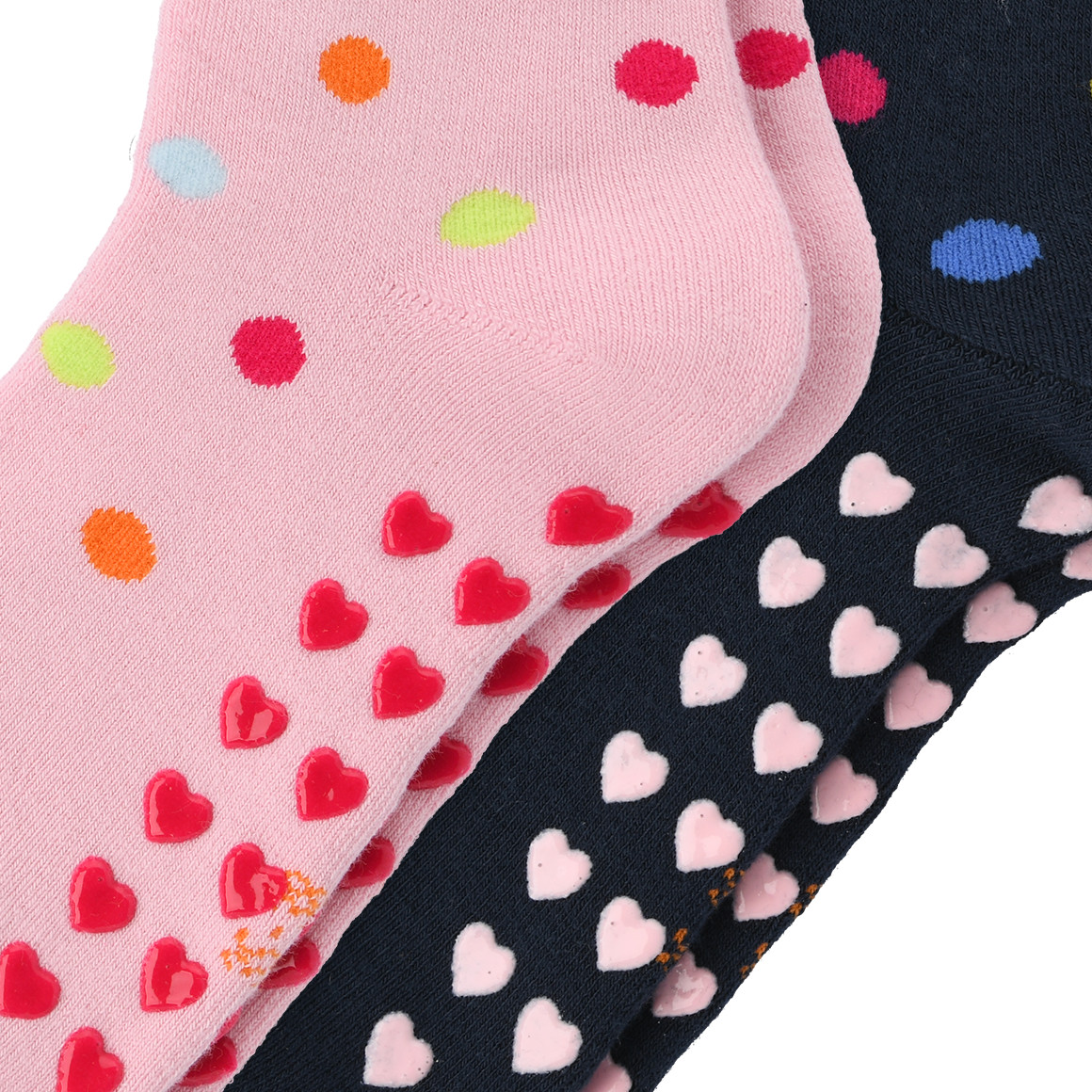 2 Paar Mädchen Stoppersocken mit Punkten
