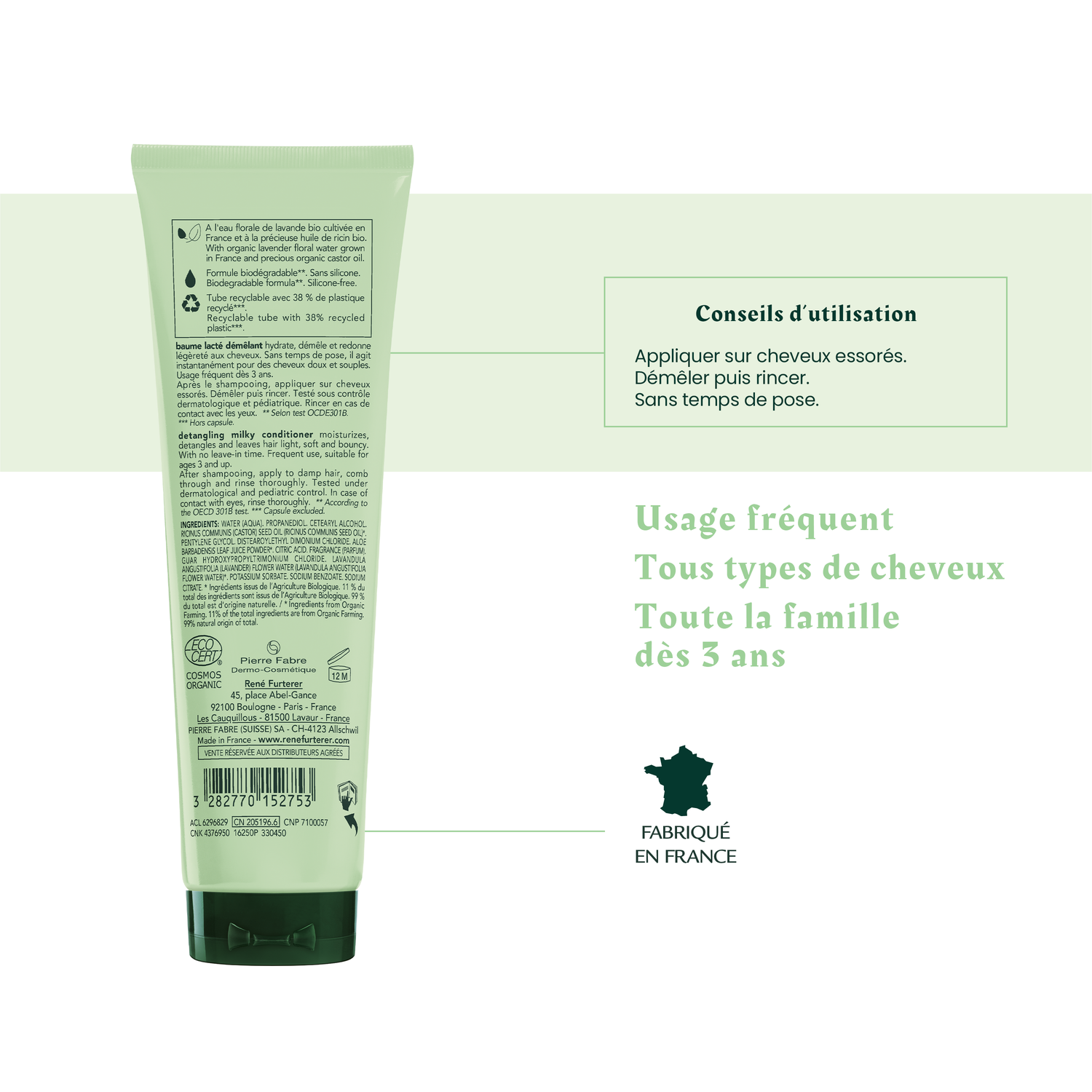 René Furterer Baume Lacté Démêlant Naturia Bio - Tous types de cheveux - 150 ml