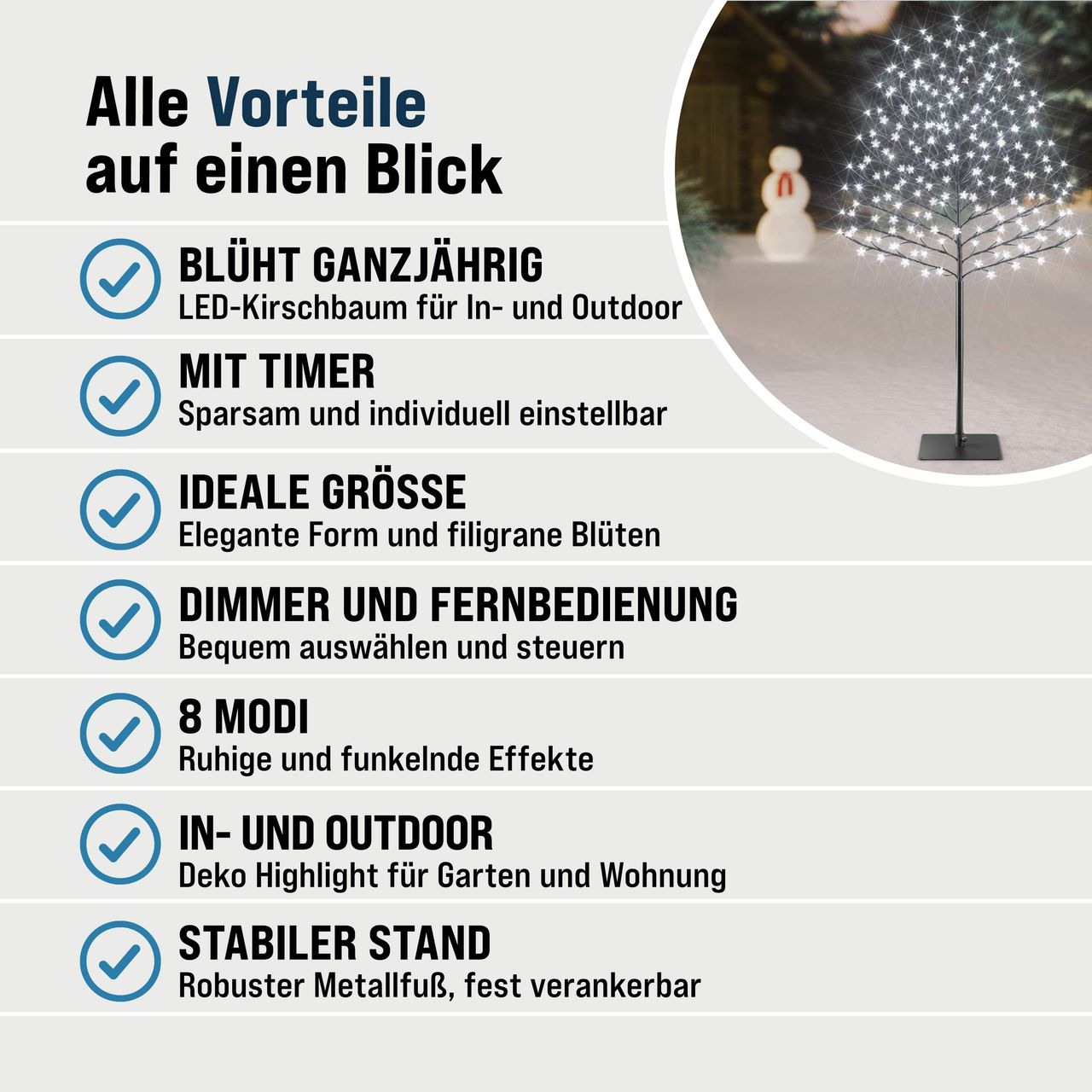 Casaria Deuba Kirschblütenbaum Kaltweiß 180cm In-/Outdoor   Fernbedienung