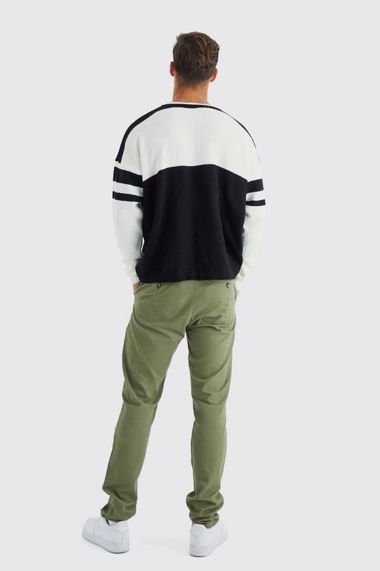 Tall kastiger Oversize Colorblock Strick-Pullover