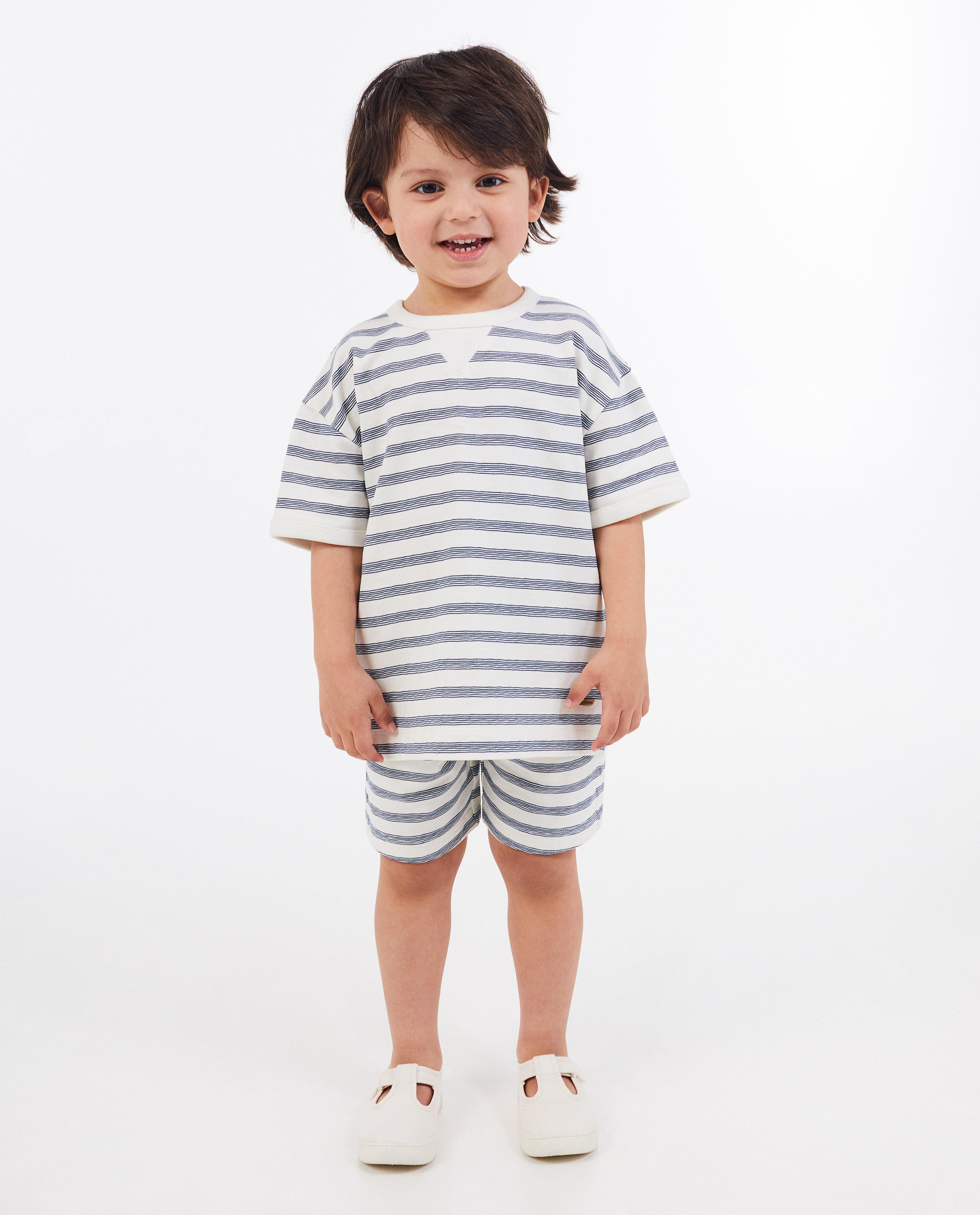 Pulover cu dungi Kidz Nation, 2-7 ani, alb
