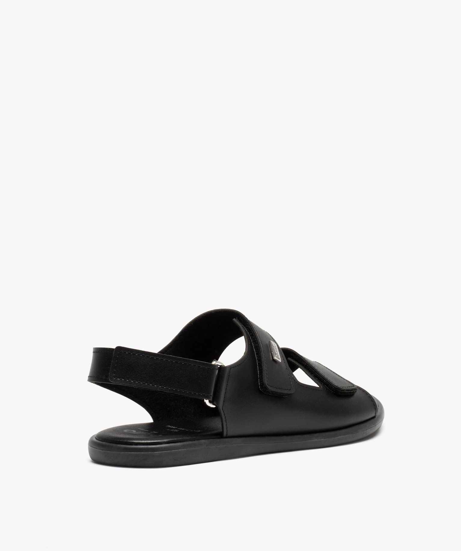 Sandales homme confort unies avec brides à scratch noir | GEMO