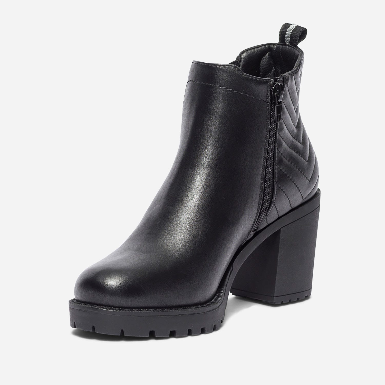 Boots TEXTO noir cranté avec contrefort matelassé