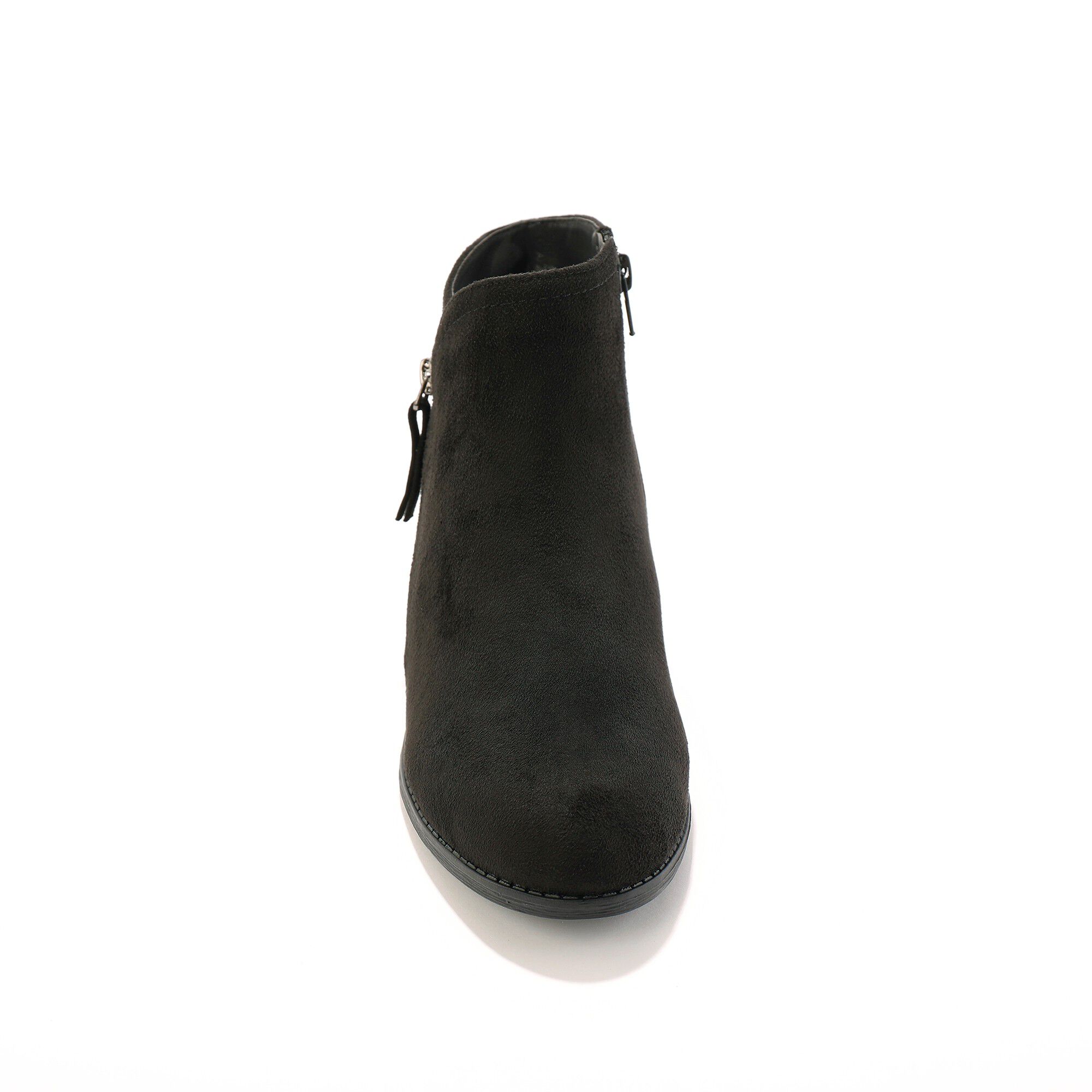 Low-boots zippées à surpiqûres fantaisie effet suédine
