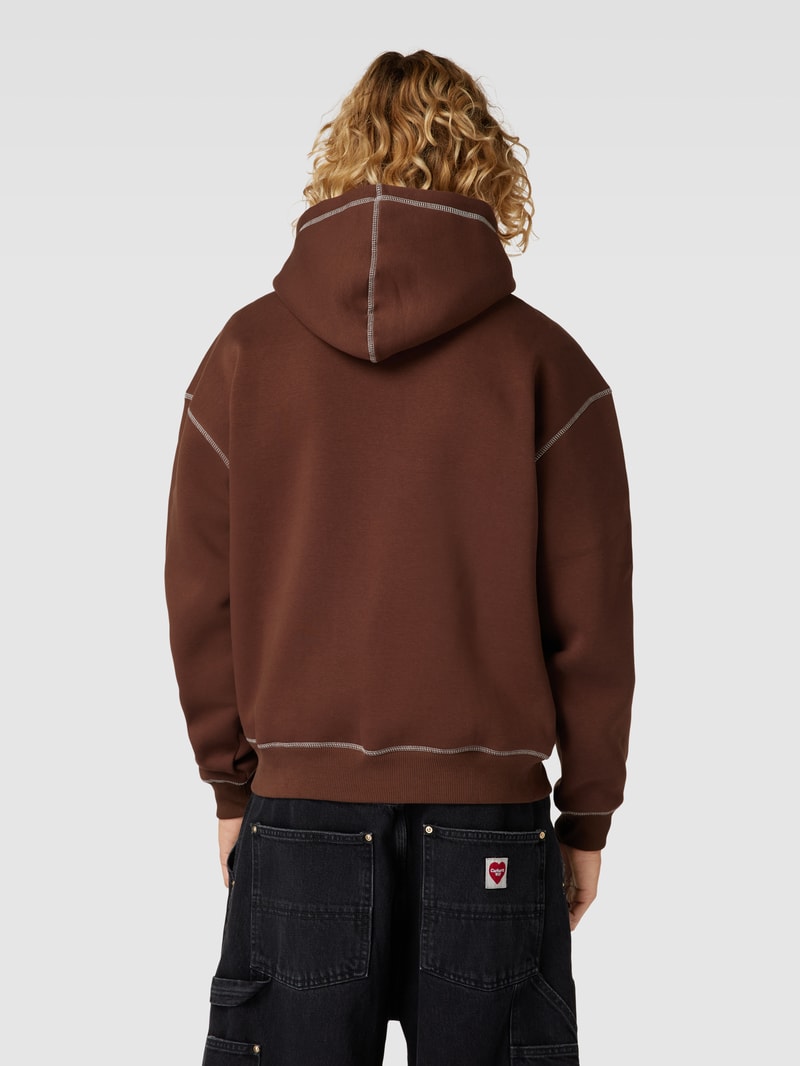 Hoodie mit Label-Stitching in dunkelbraun