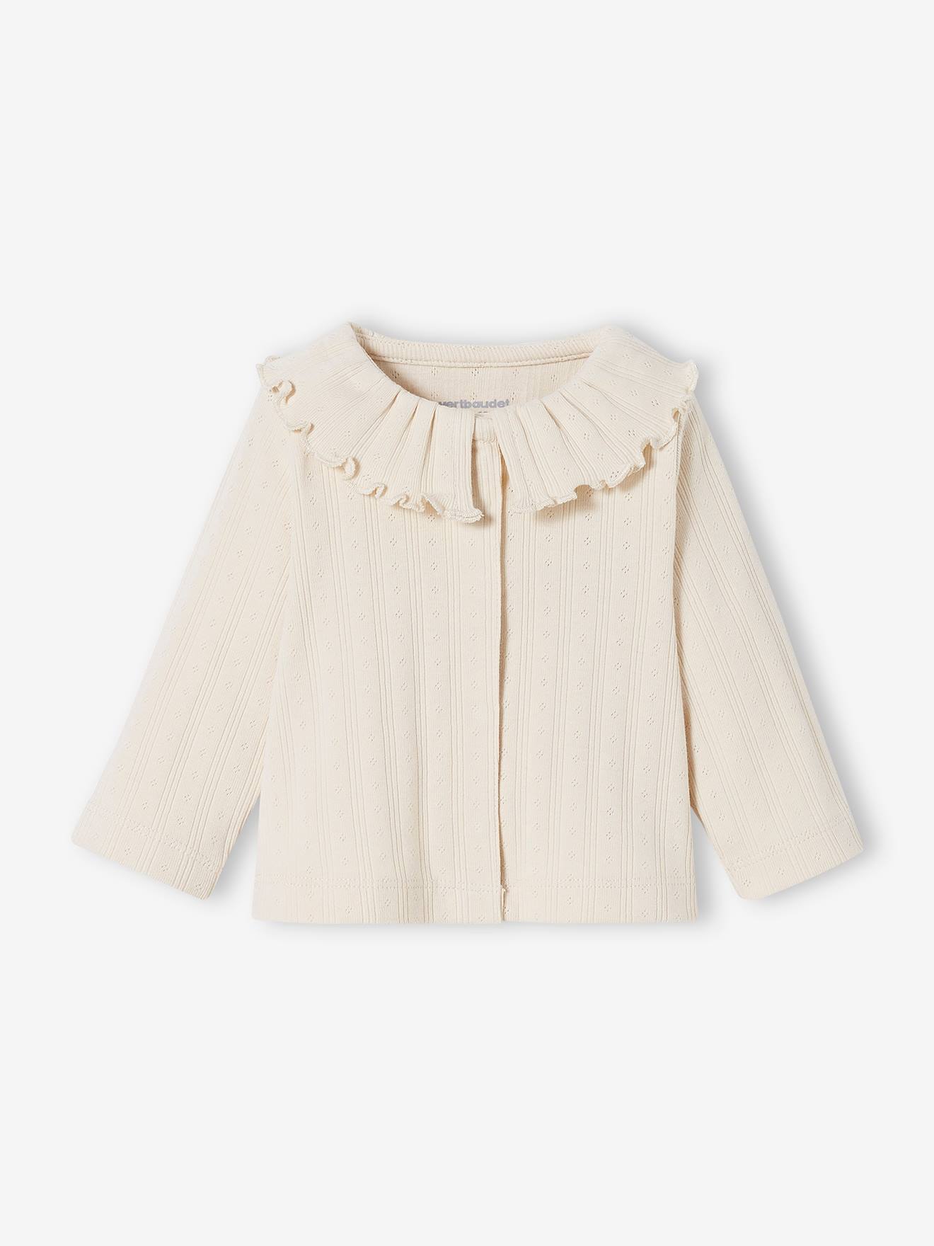 Ensemble en maille pointelle T-shirt et pantalon bébé sable