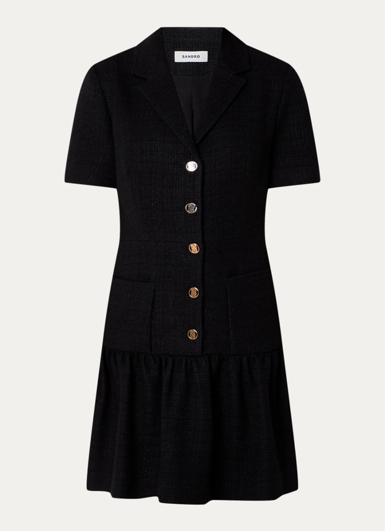 Sandro Mini -puseromekko tweed-jäljitelmällä ja paikkataskuilla