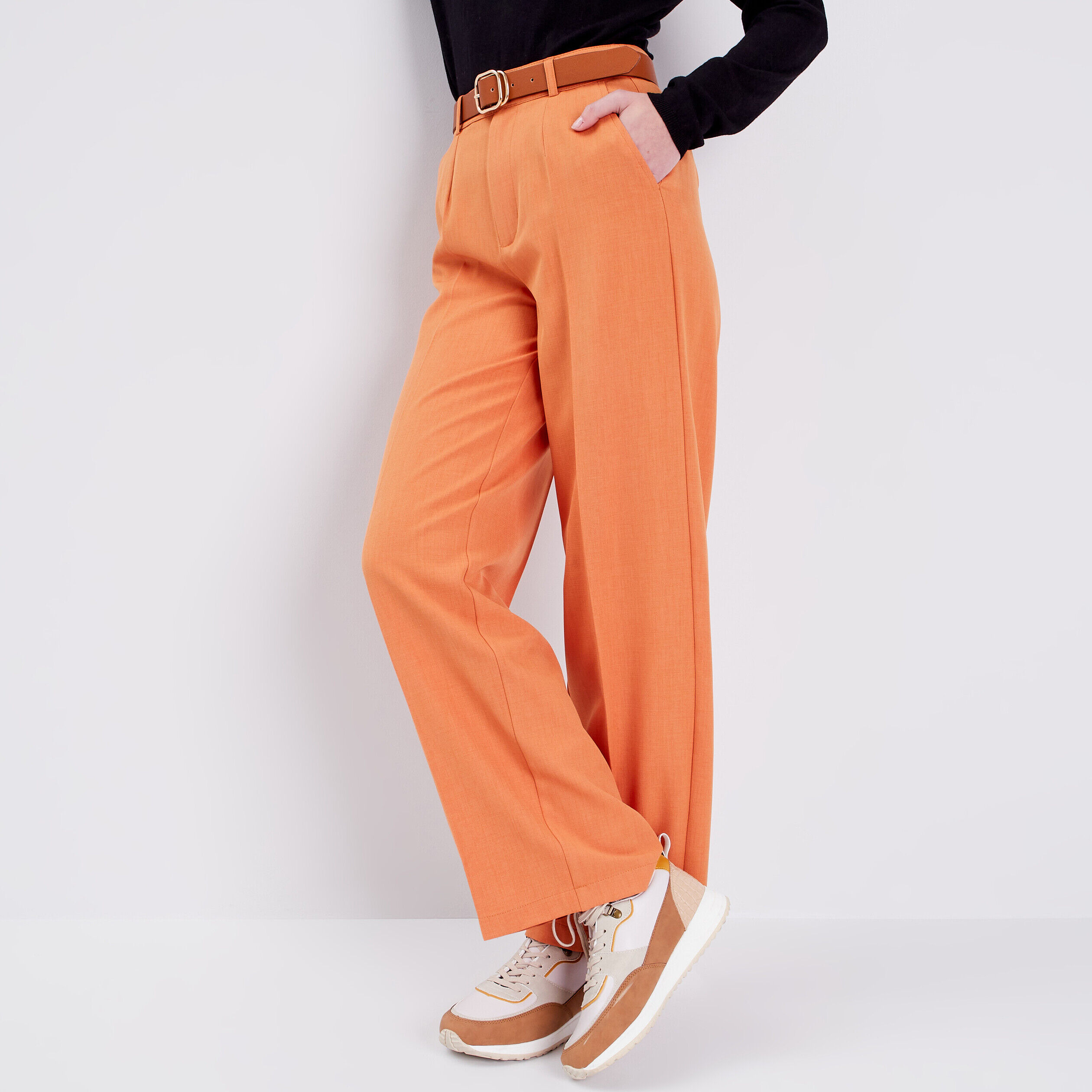 Pantalon city large orange femme | Cache Cache