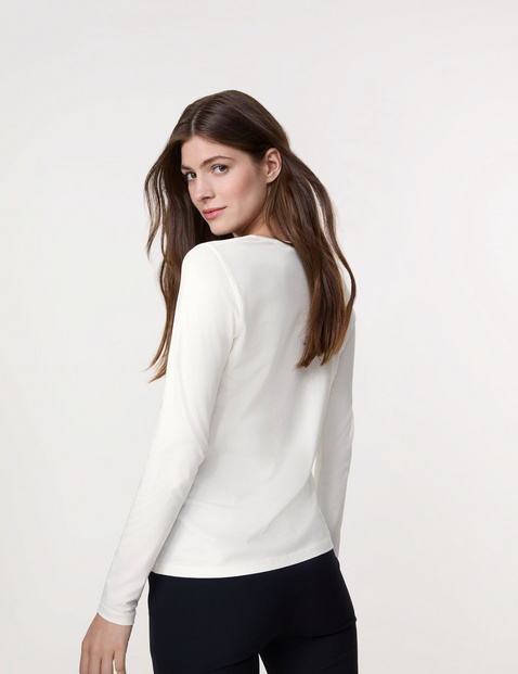 Basic Langarmshirt mit Satinblende